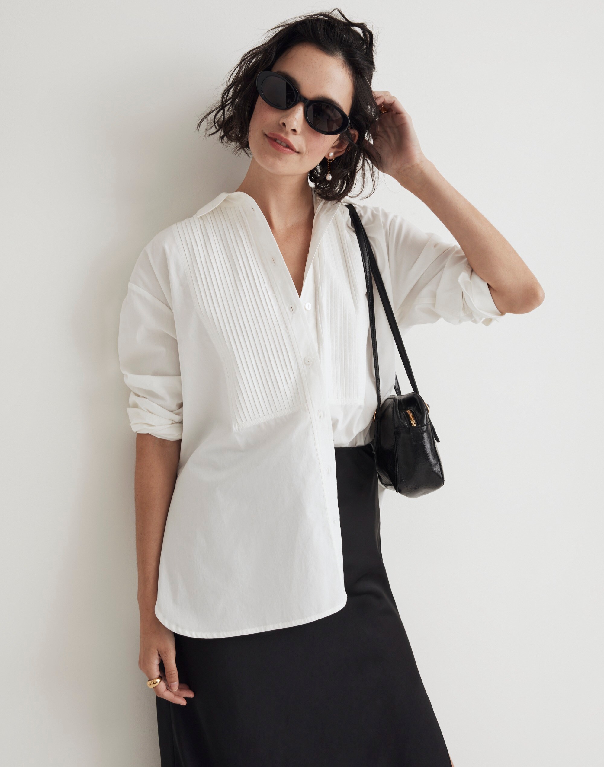 Poplin Oversized Tuxedo Shirt