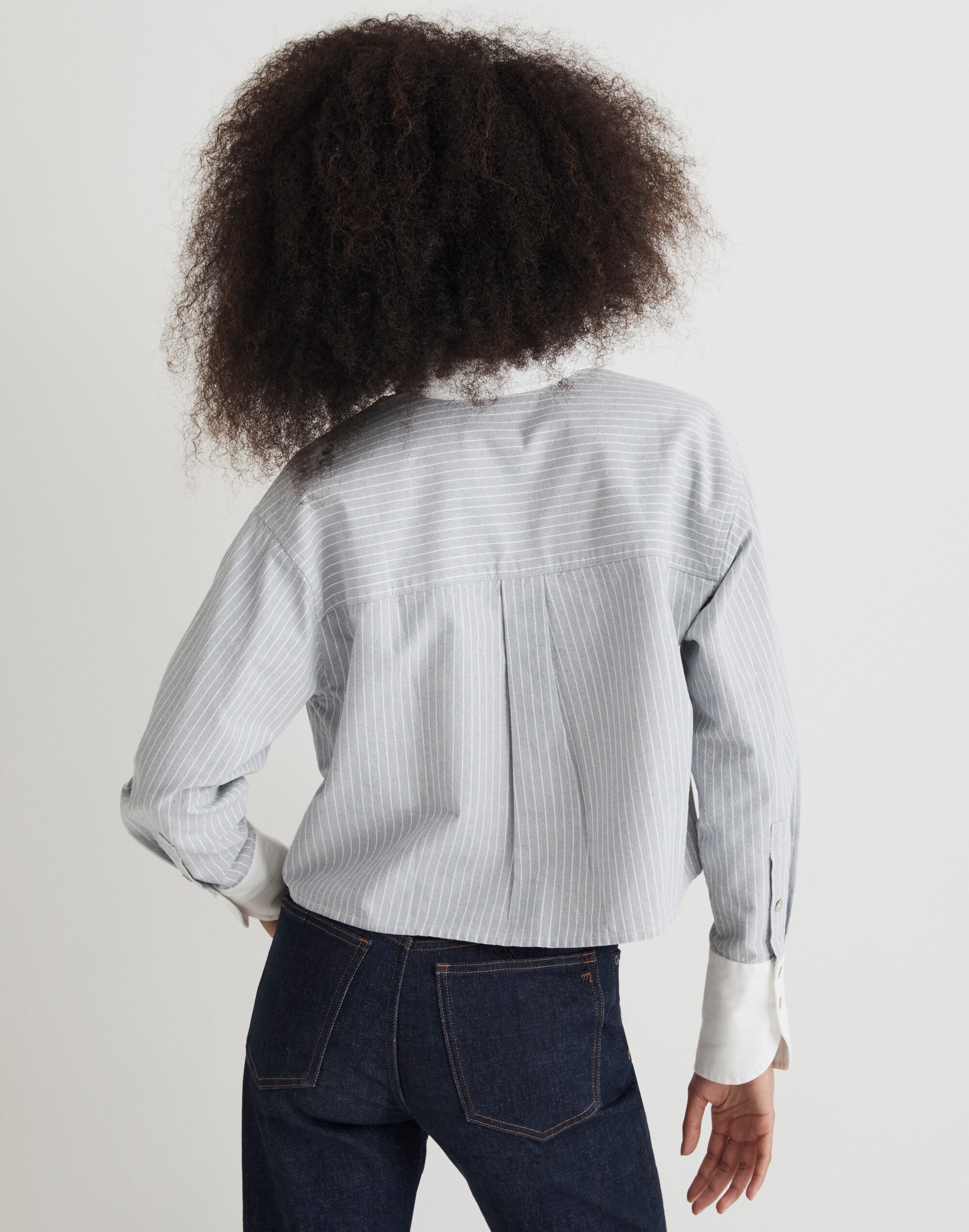 Oxford Cropped Tuxedo Shirt in Stripe | Madewell
