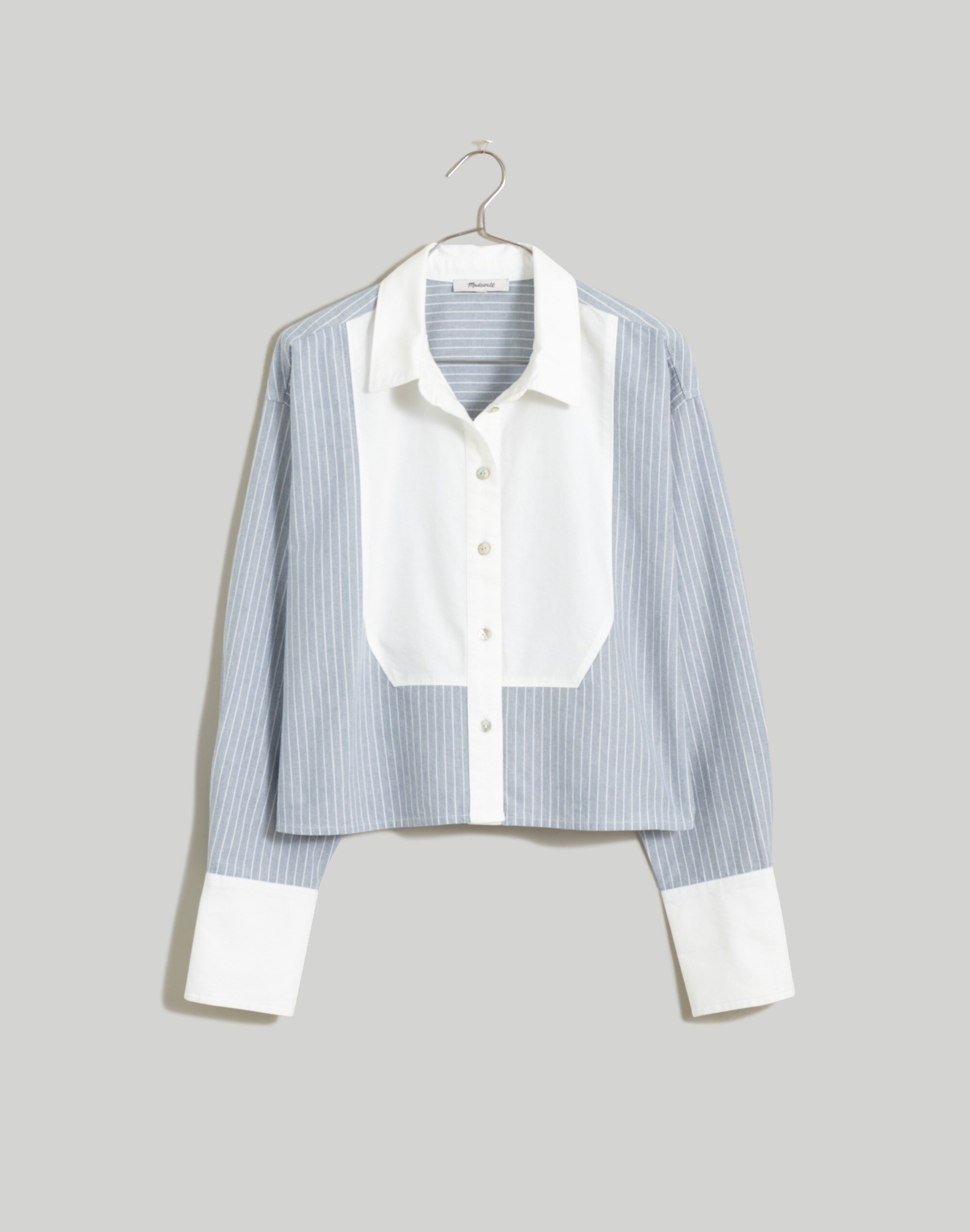 Oxford Cropped Tuxedo Shirt in Stripe