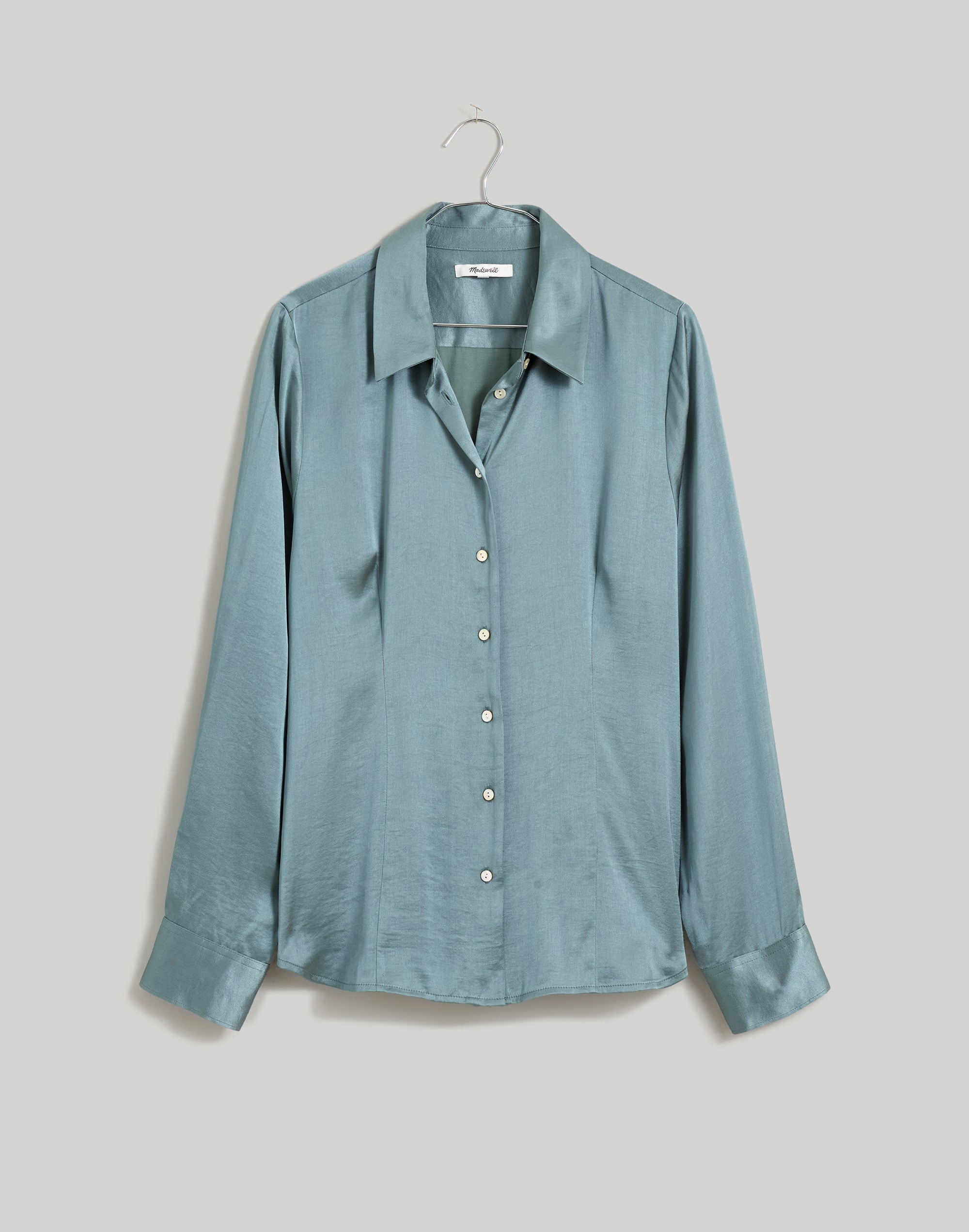 Darted Button-Up Shirt in Satin