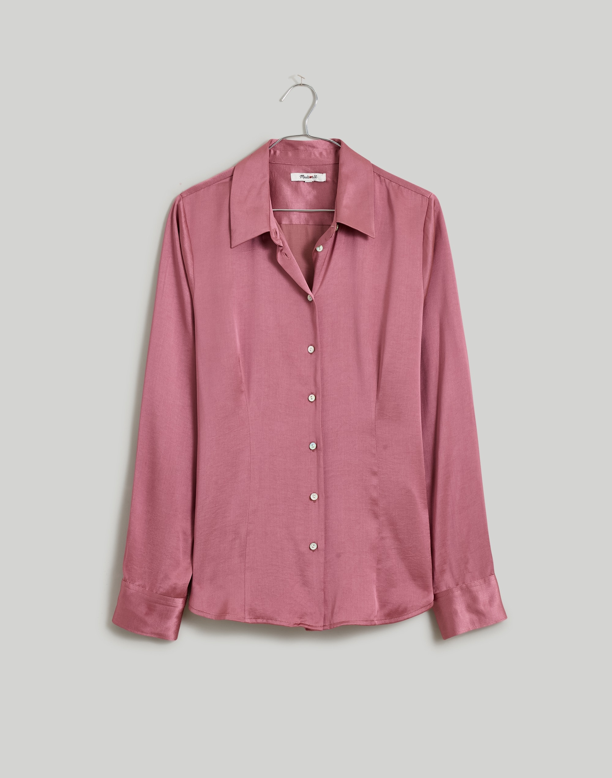 Darted Button-Up Shirt in Satin