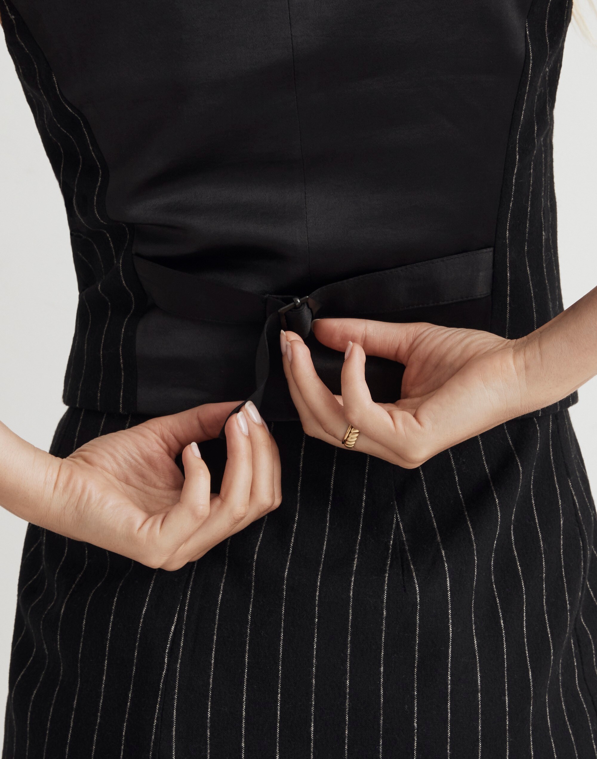 Wool Button-Front Vest in Pinstripe