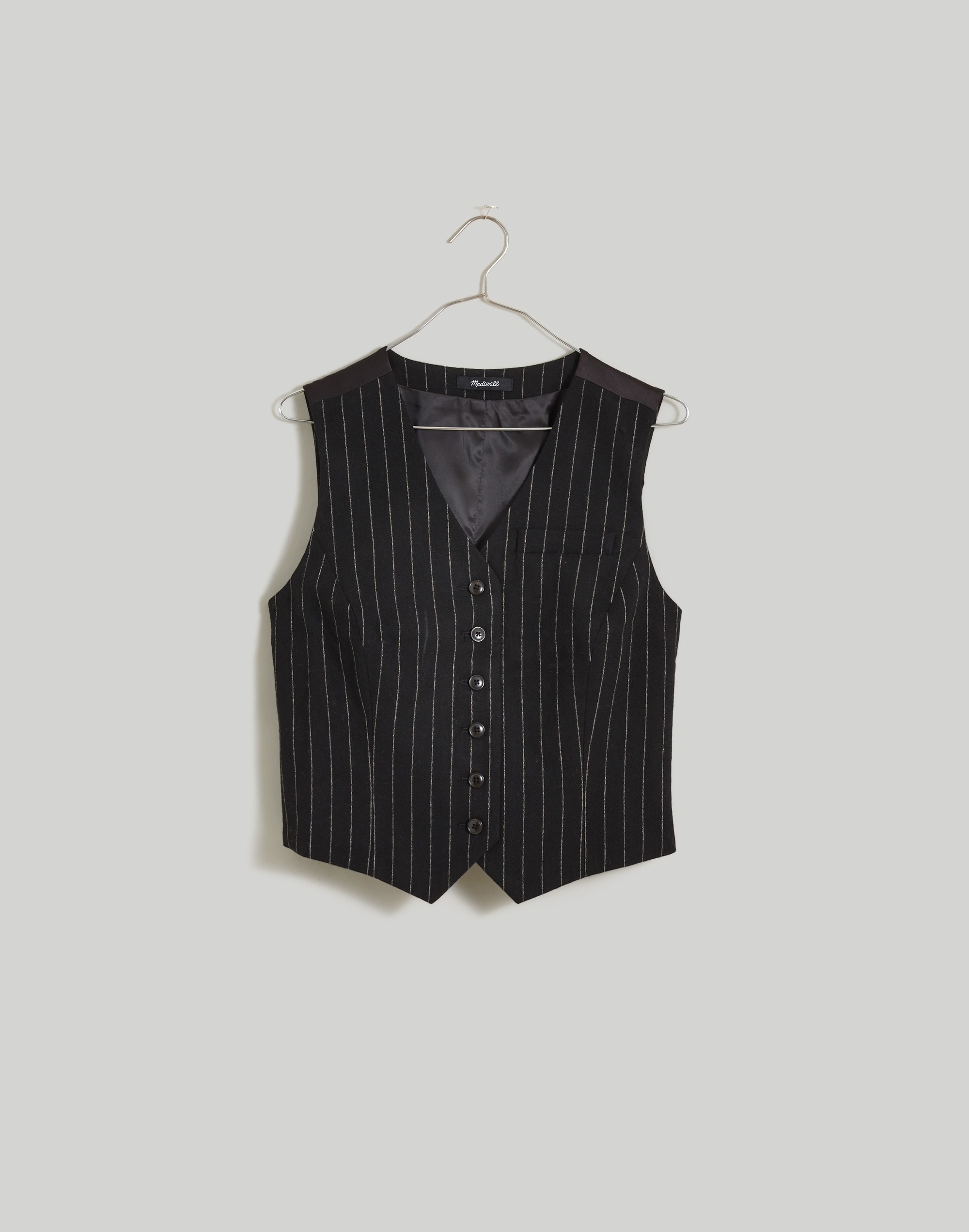 Wool Button-Front Vest Pinstripe