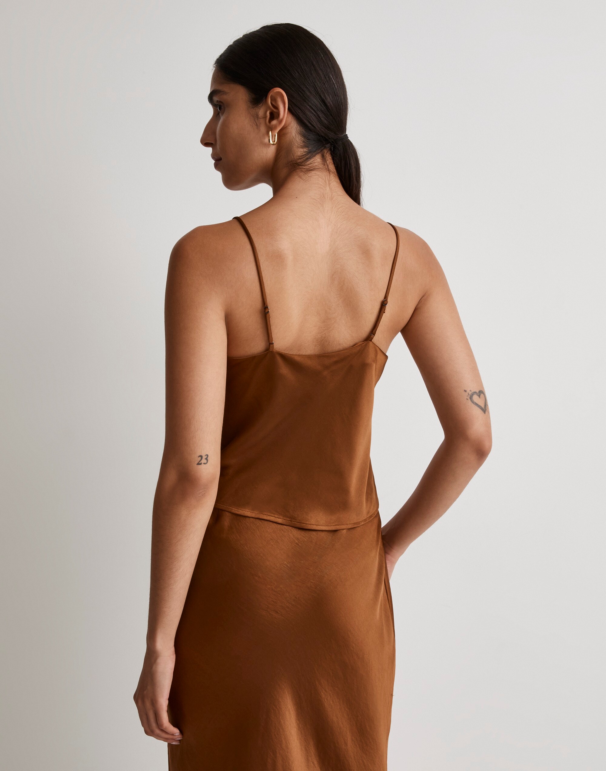 Satin Square-Neck Cami in null image 4