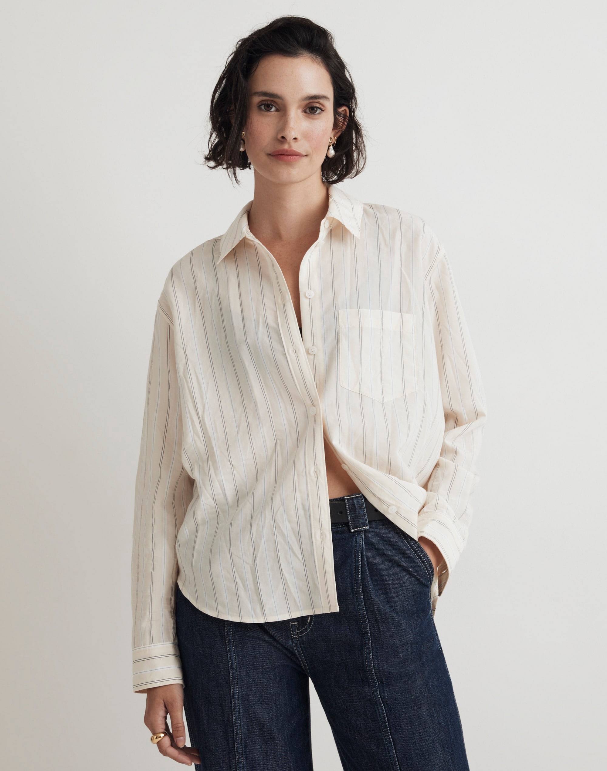 Drapey Oversized Boyshirt in Stripe