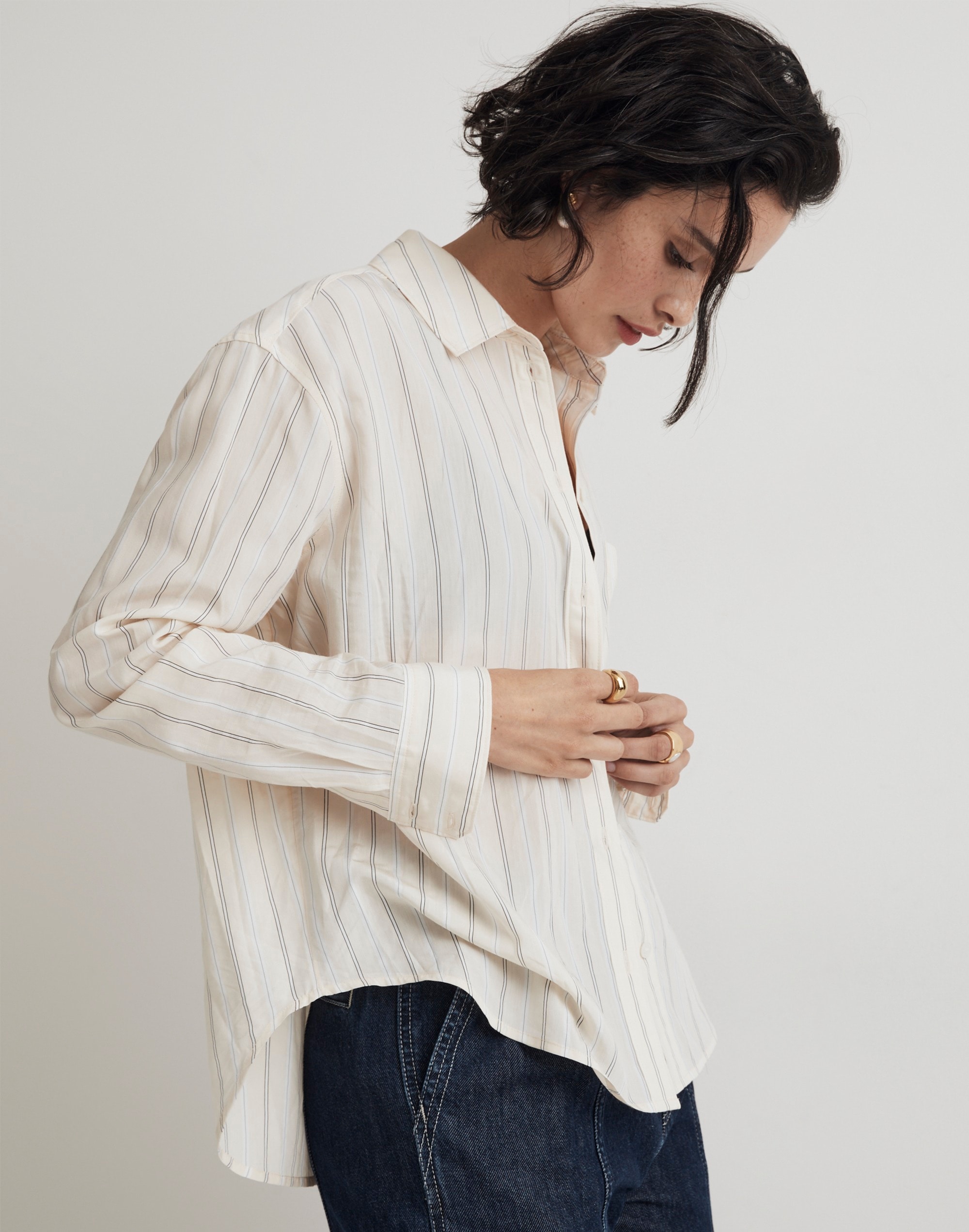 Drapey Oversized Boyshirt in Stripe