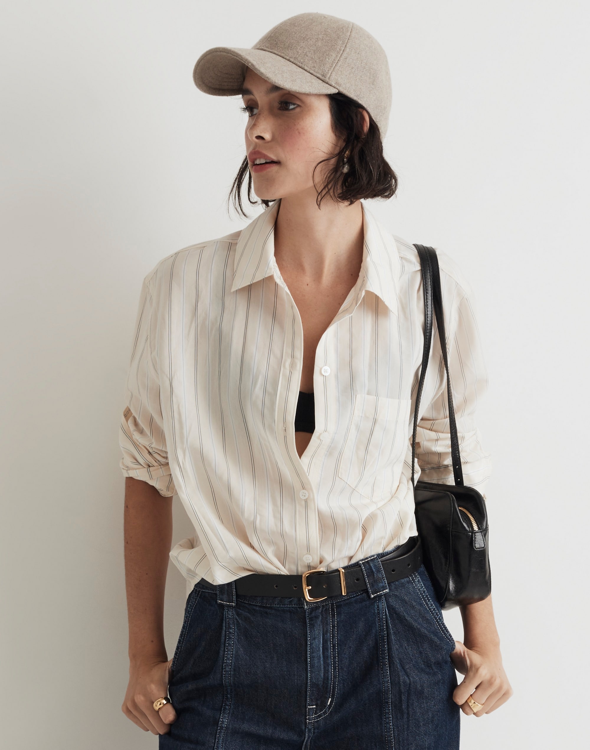 Drapey Oversized Boyshirt in Stripe