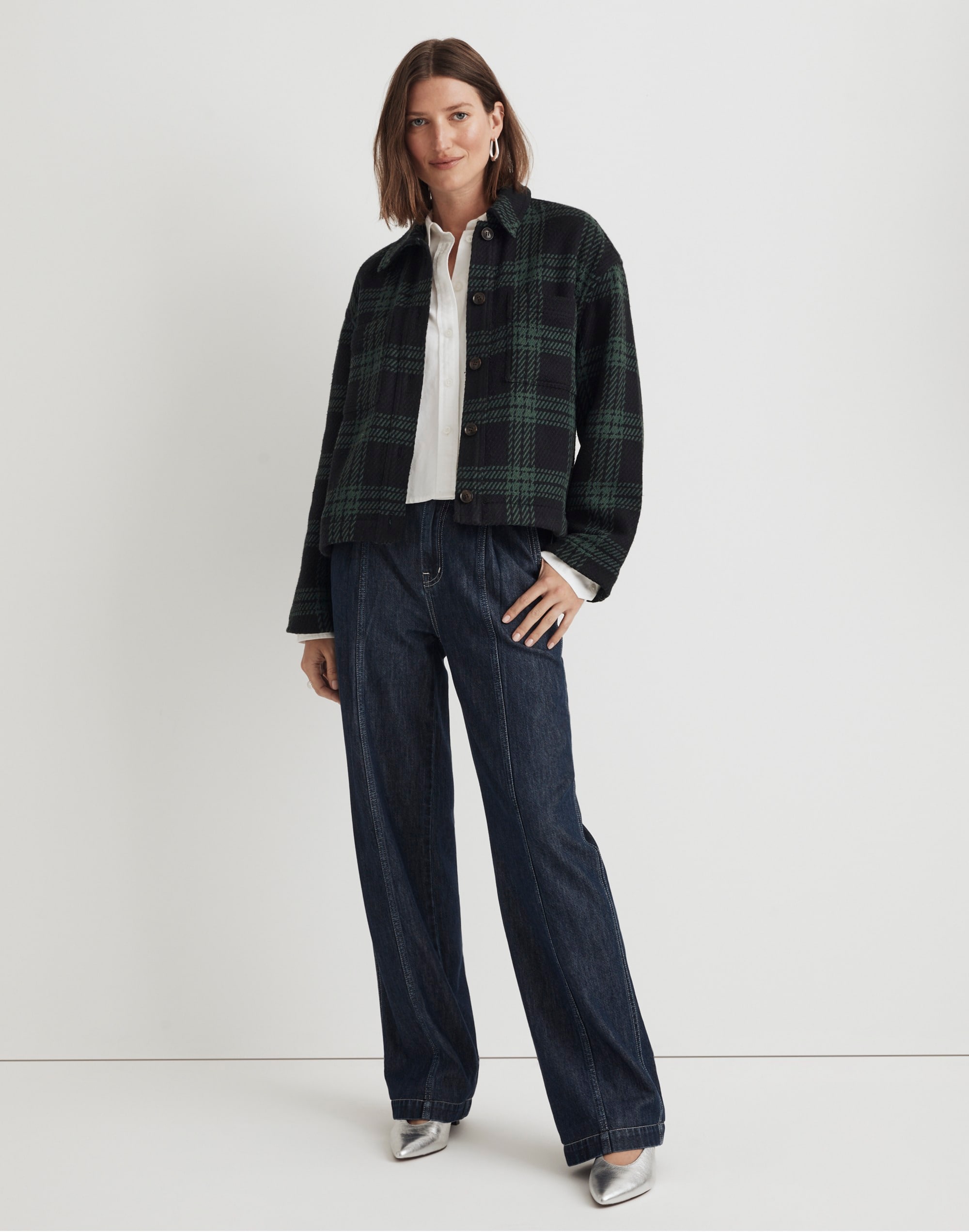 Flannel Boxy Shirt-Jacket in Plaid