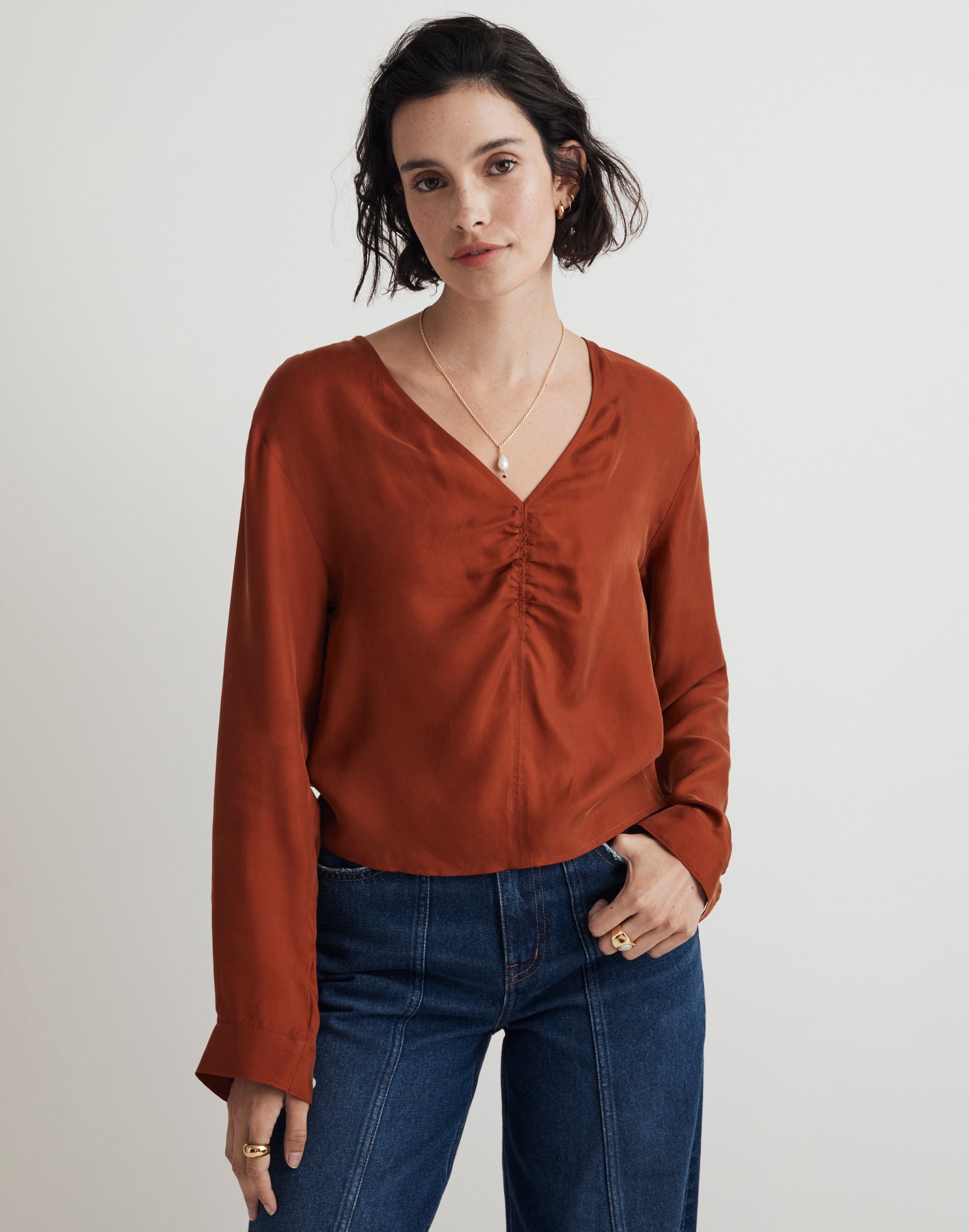 Brushed Ruched-Front Top