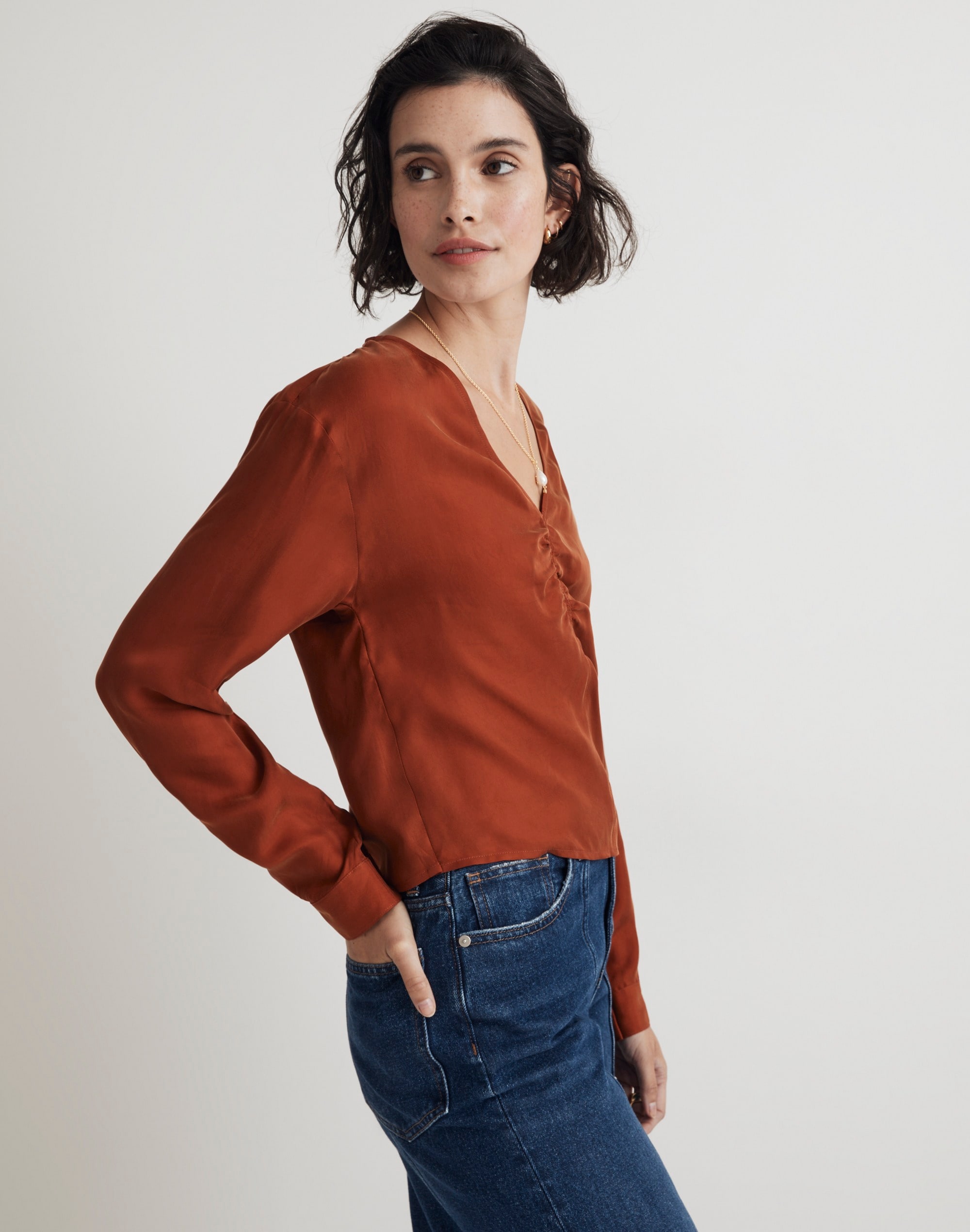 Brushed Ruched-Front Top