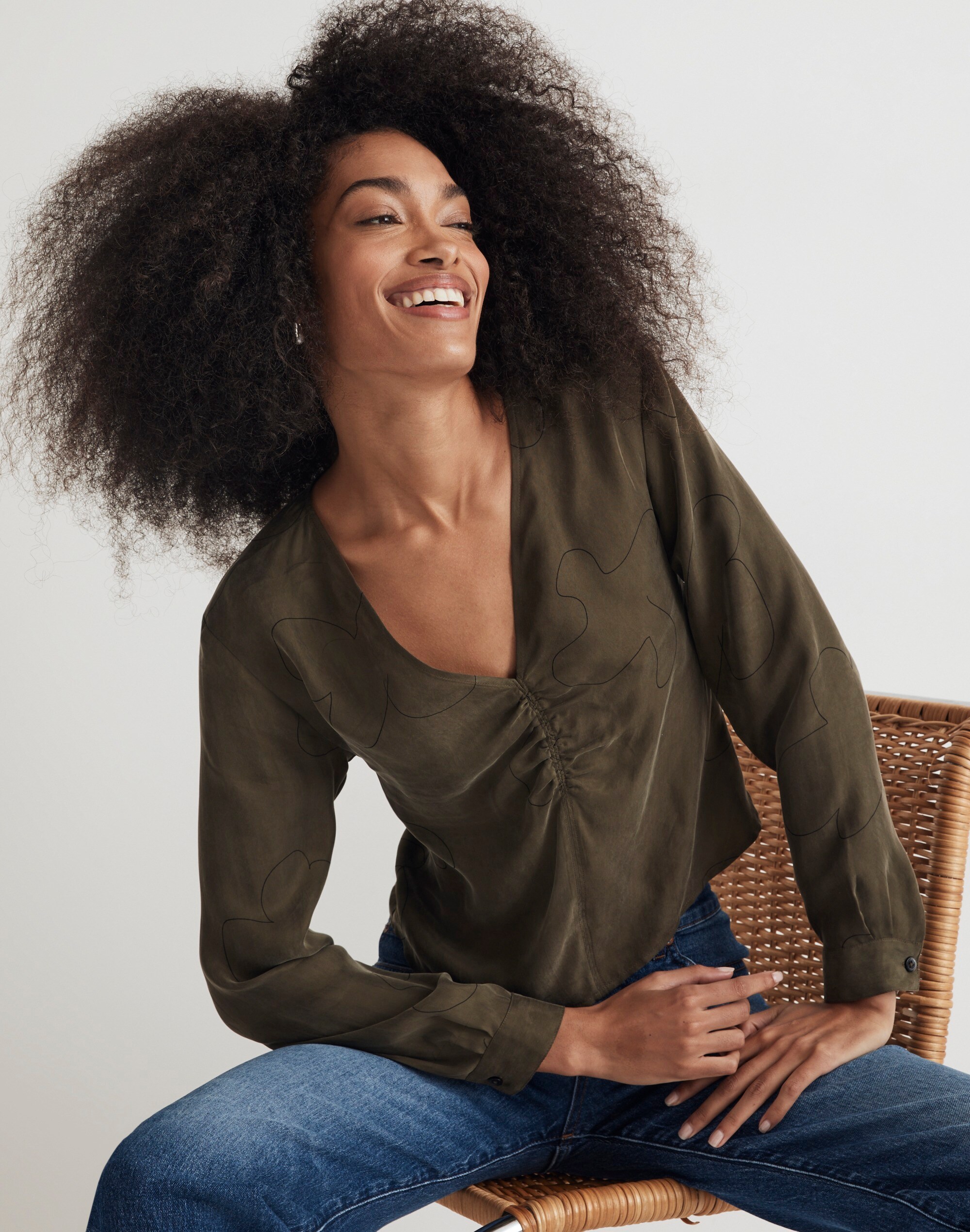 Brushed Ruched-Front Top