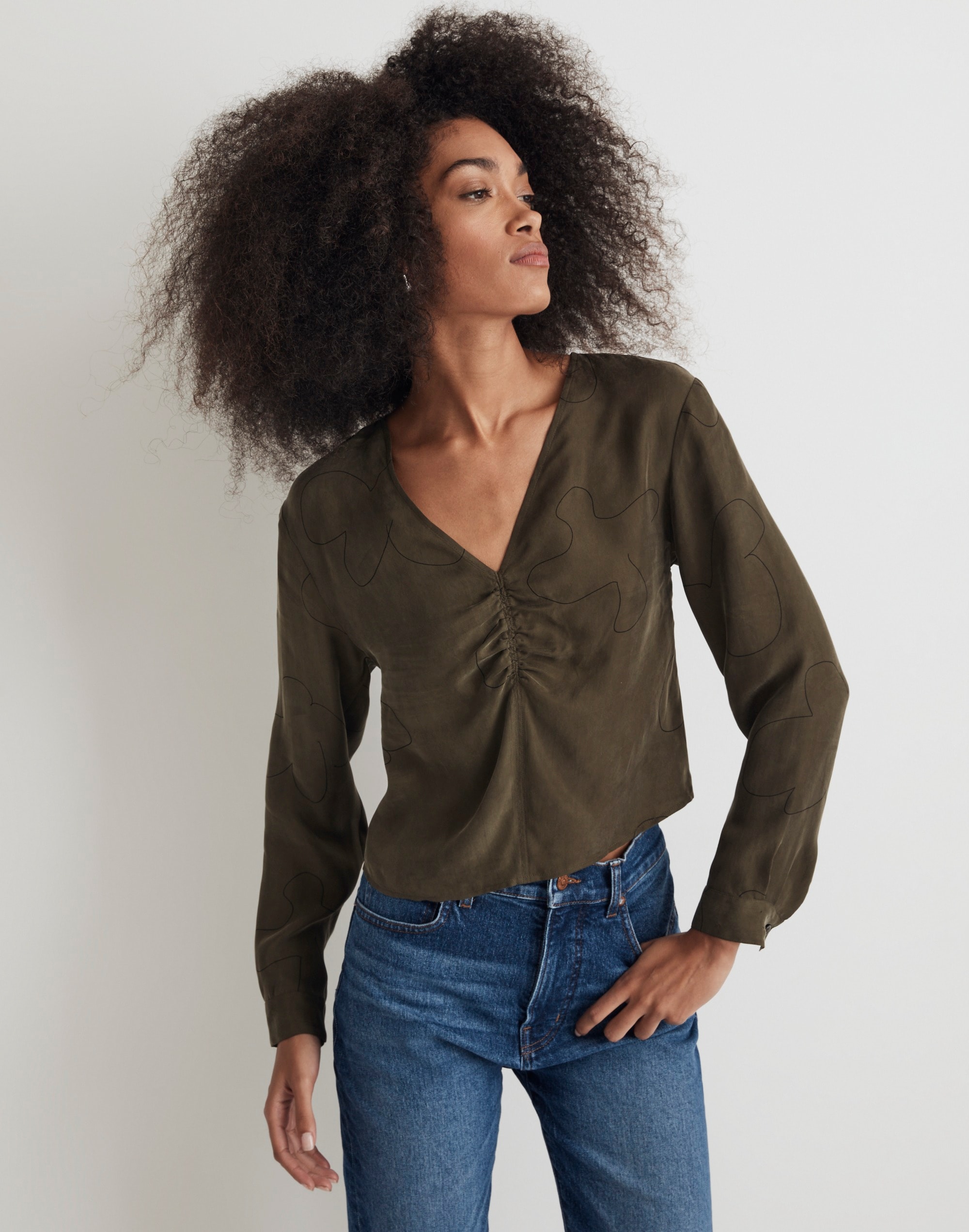 Brushed Ruched-Front Top