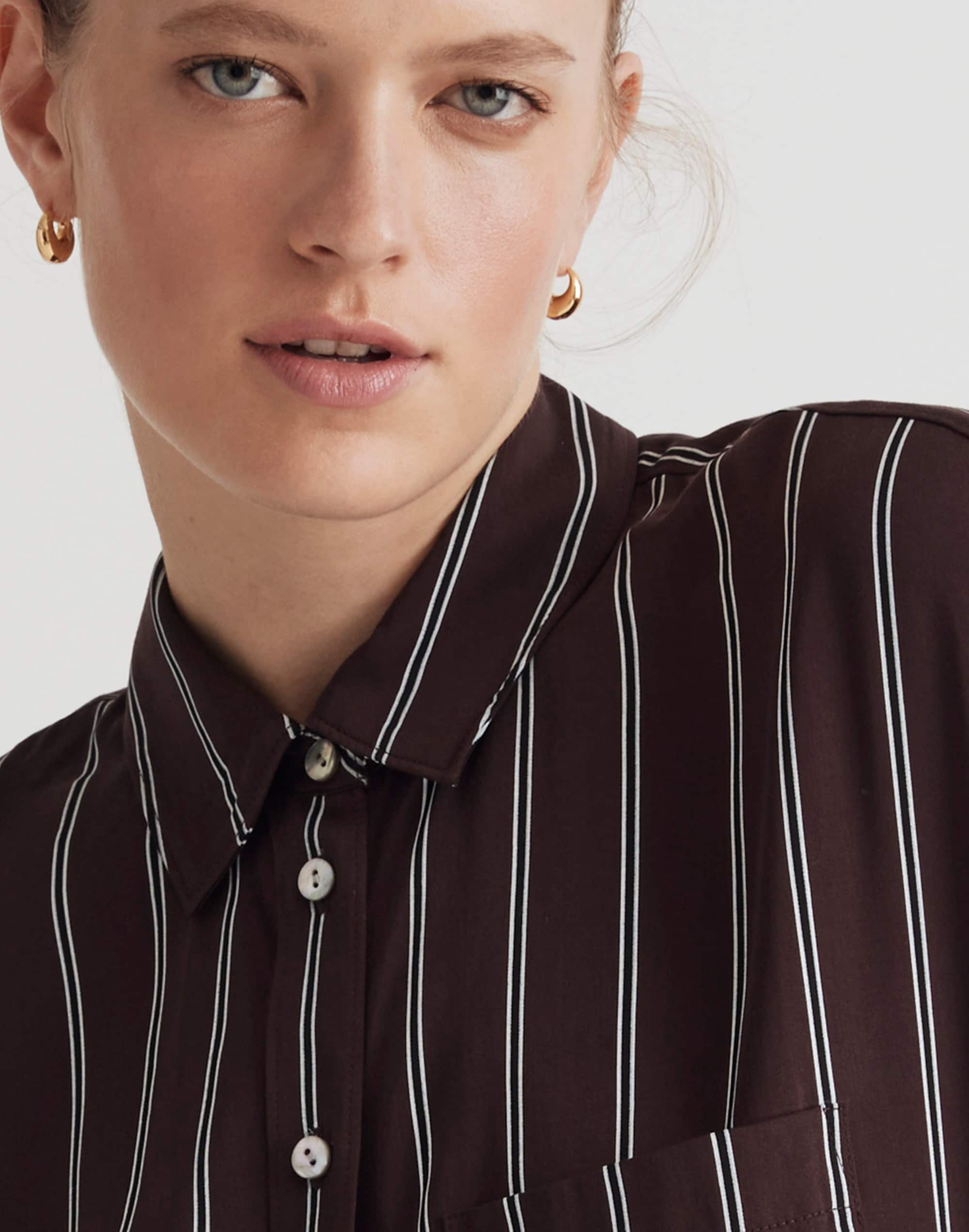 Satin Oversized Boyshirt in Stripe