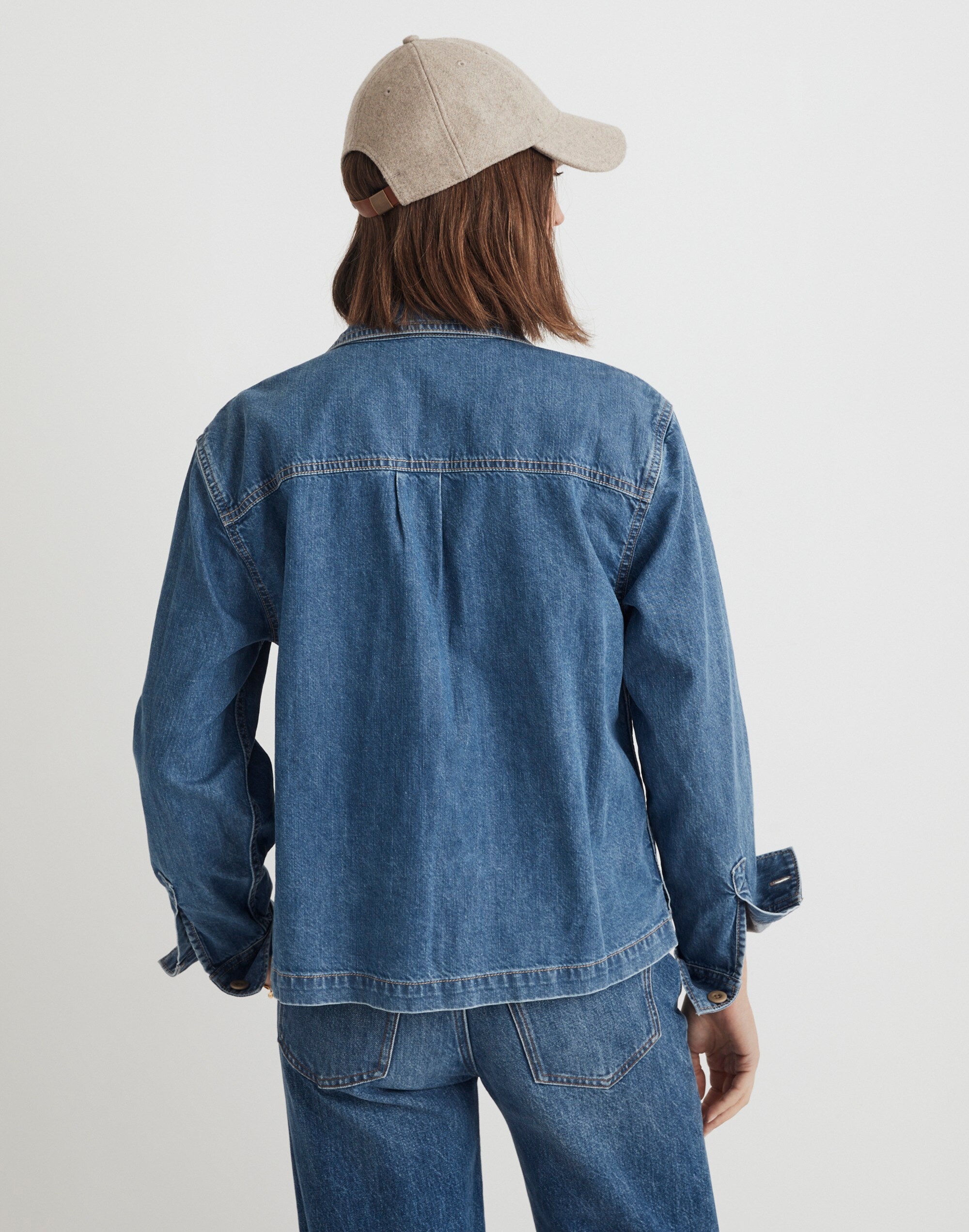 Denim Cropped Button-Up Shirt in Ridgeville Wash