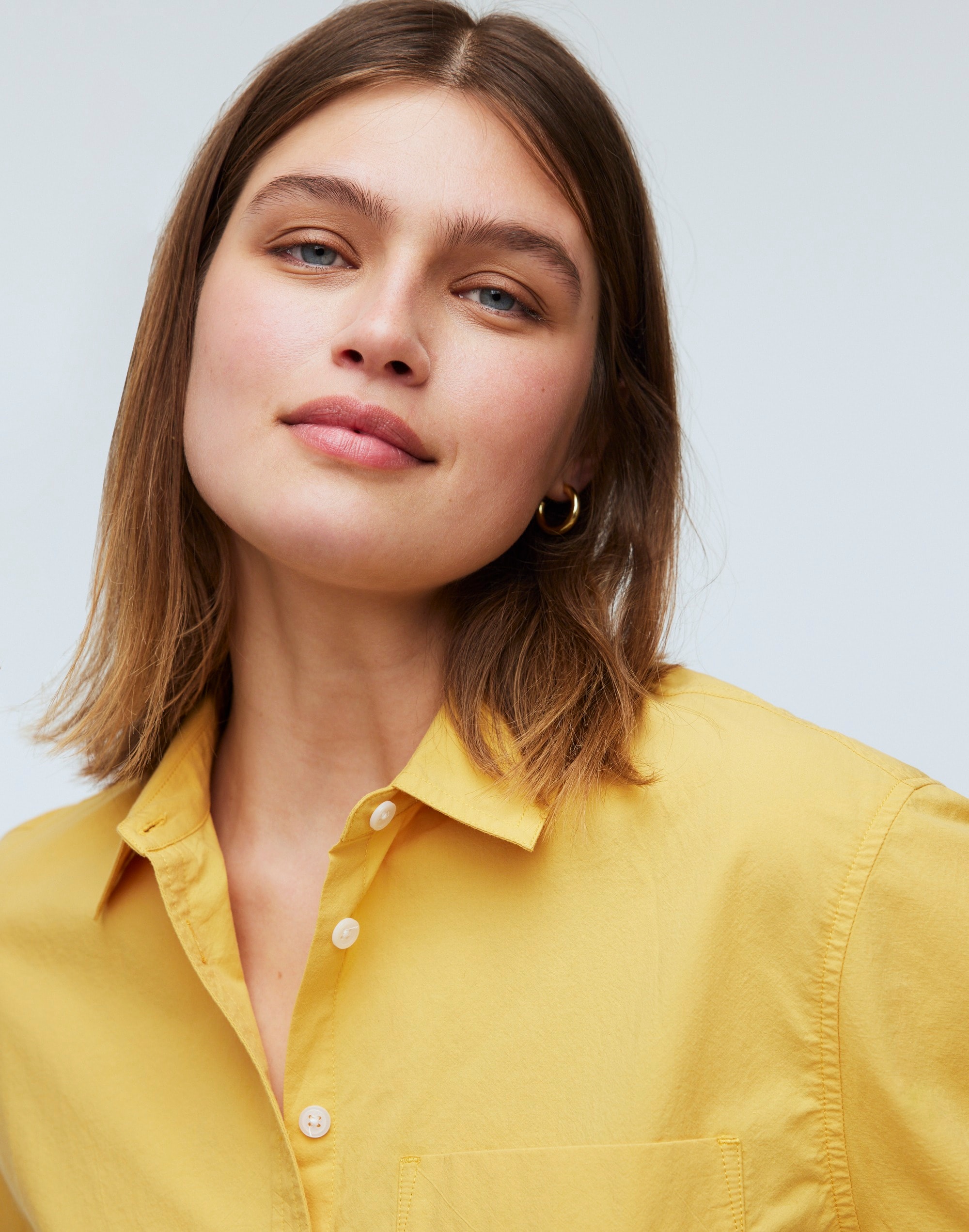 Signature Poplin Cropped Utility Button-Up Shirt