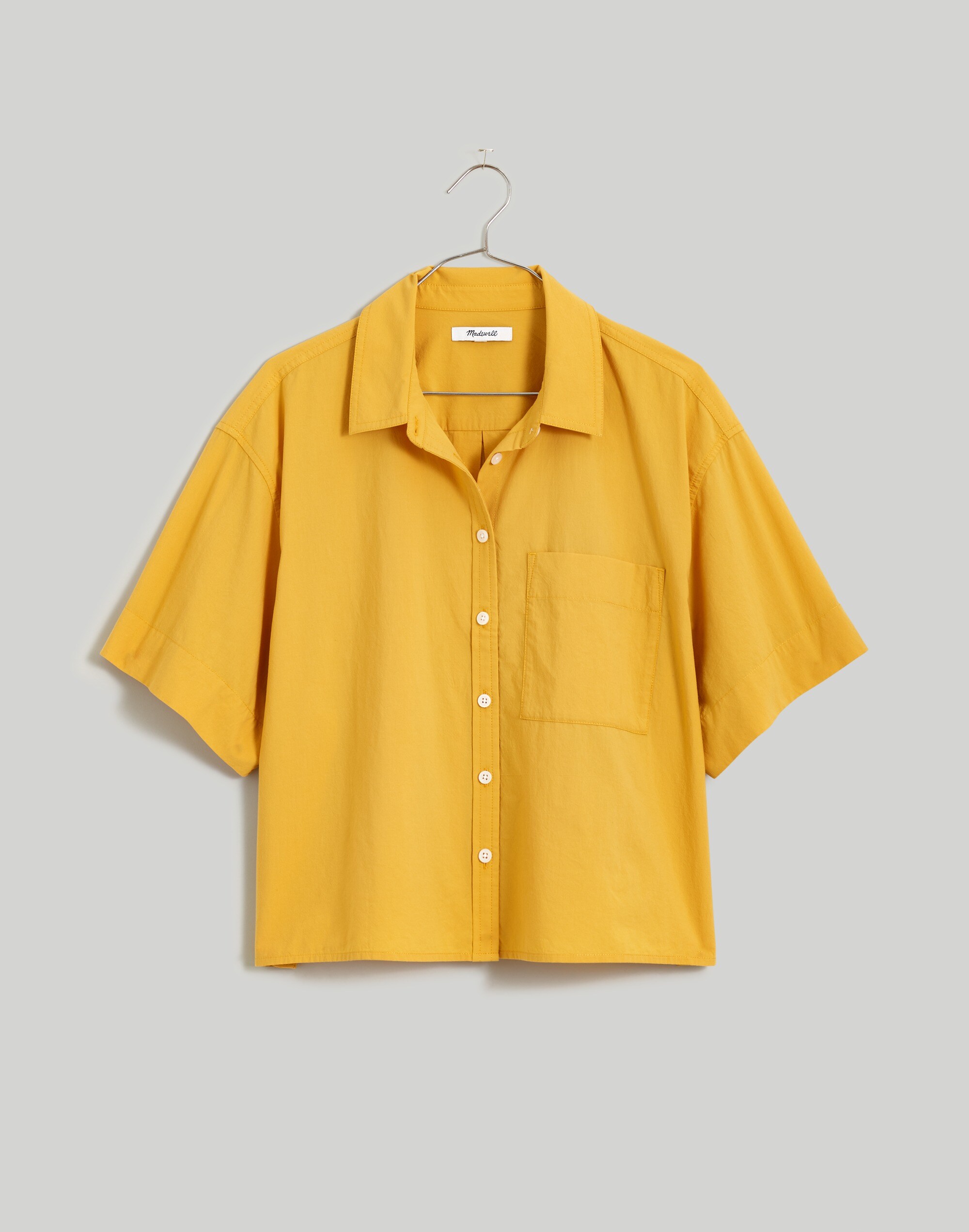 Signature Poplin Cropped Utility Button-Up Shirt