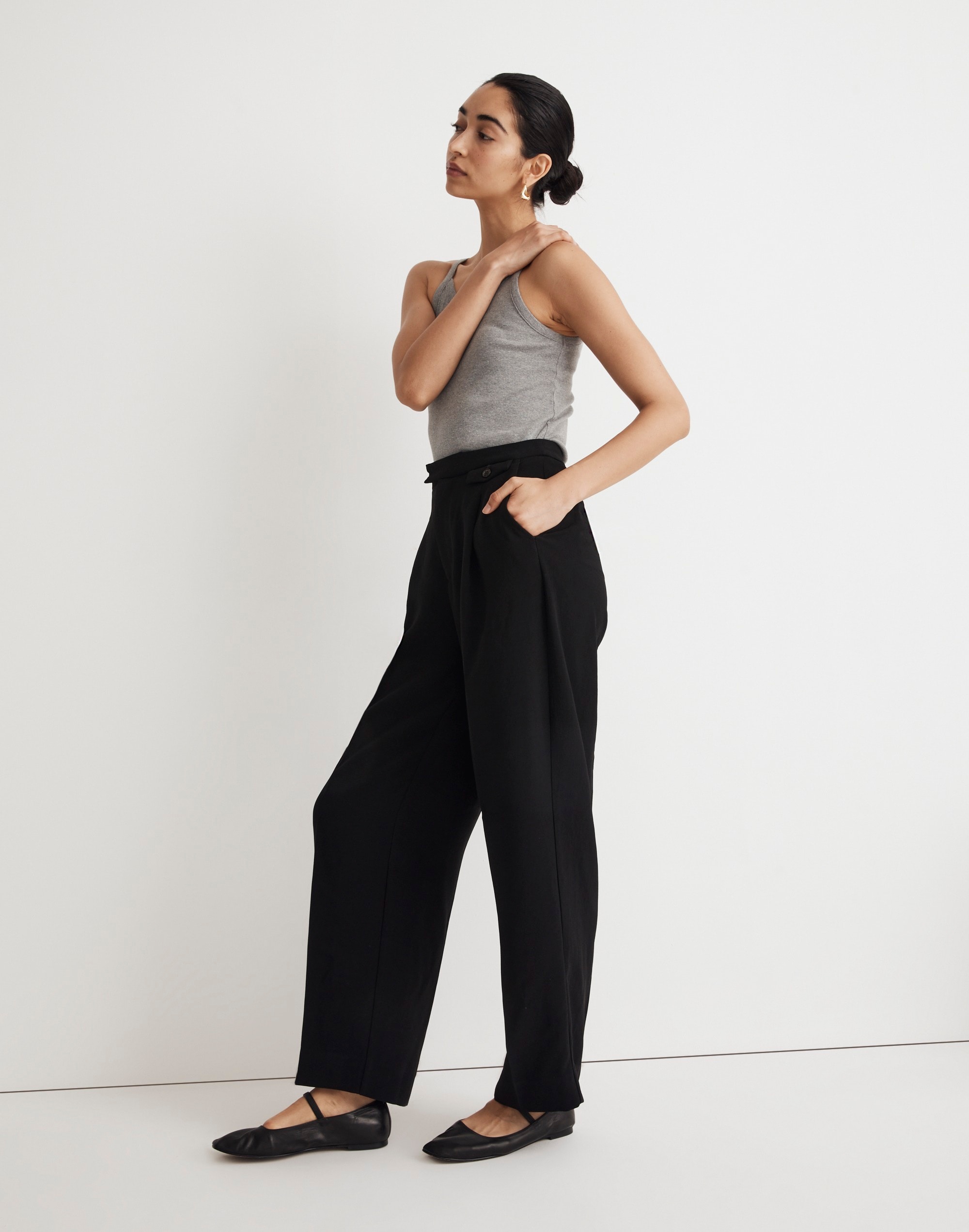 The Petite Rosedale High-Rise Straight Pant Crepe
