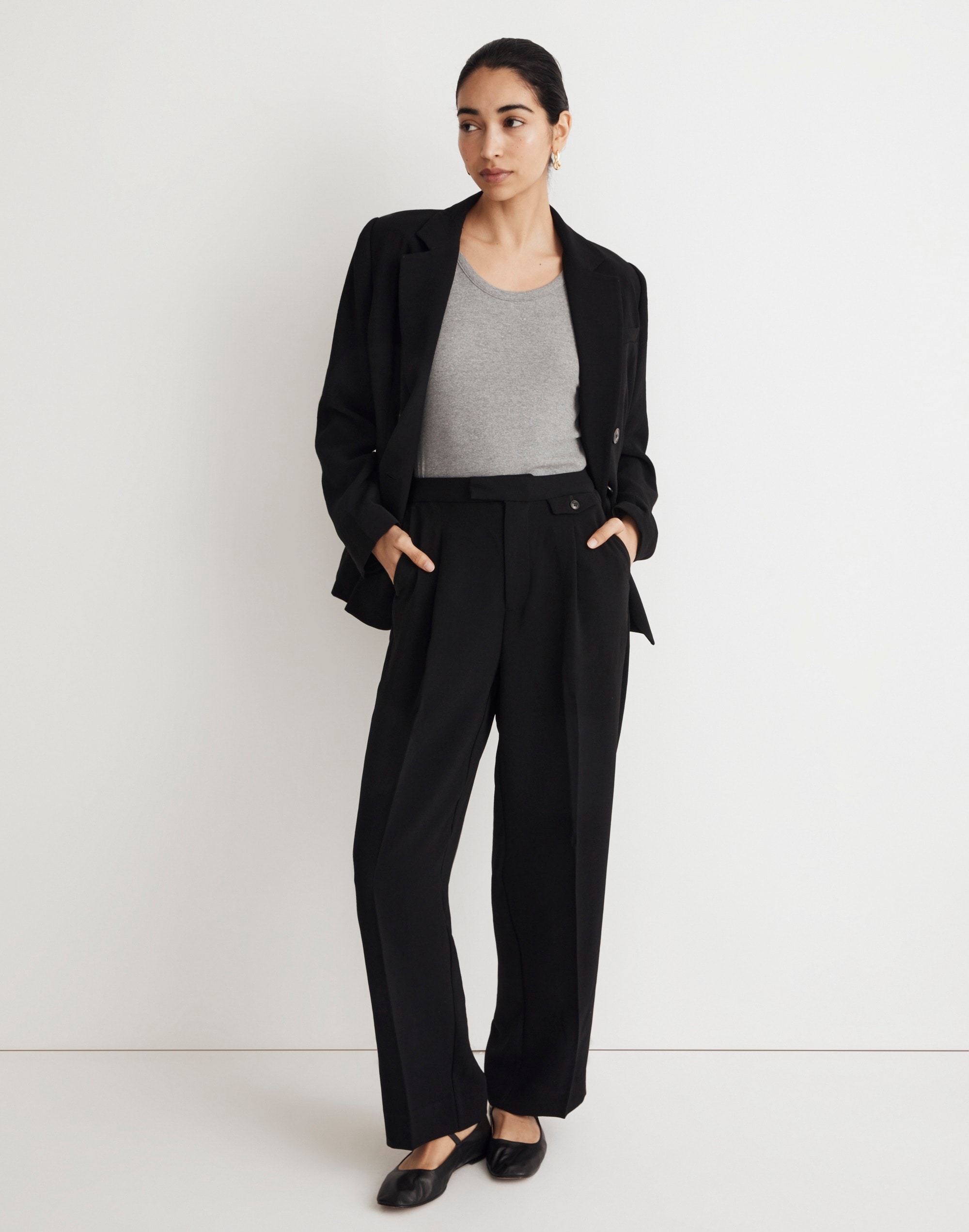 the rosedale high-rise straight pant in crepe