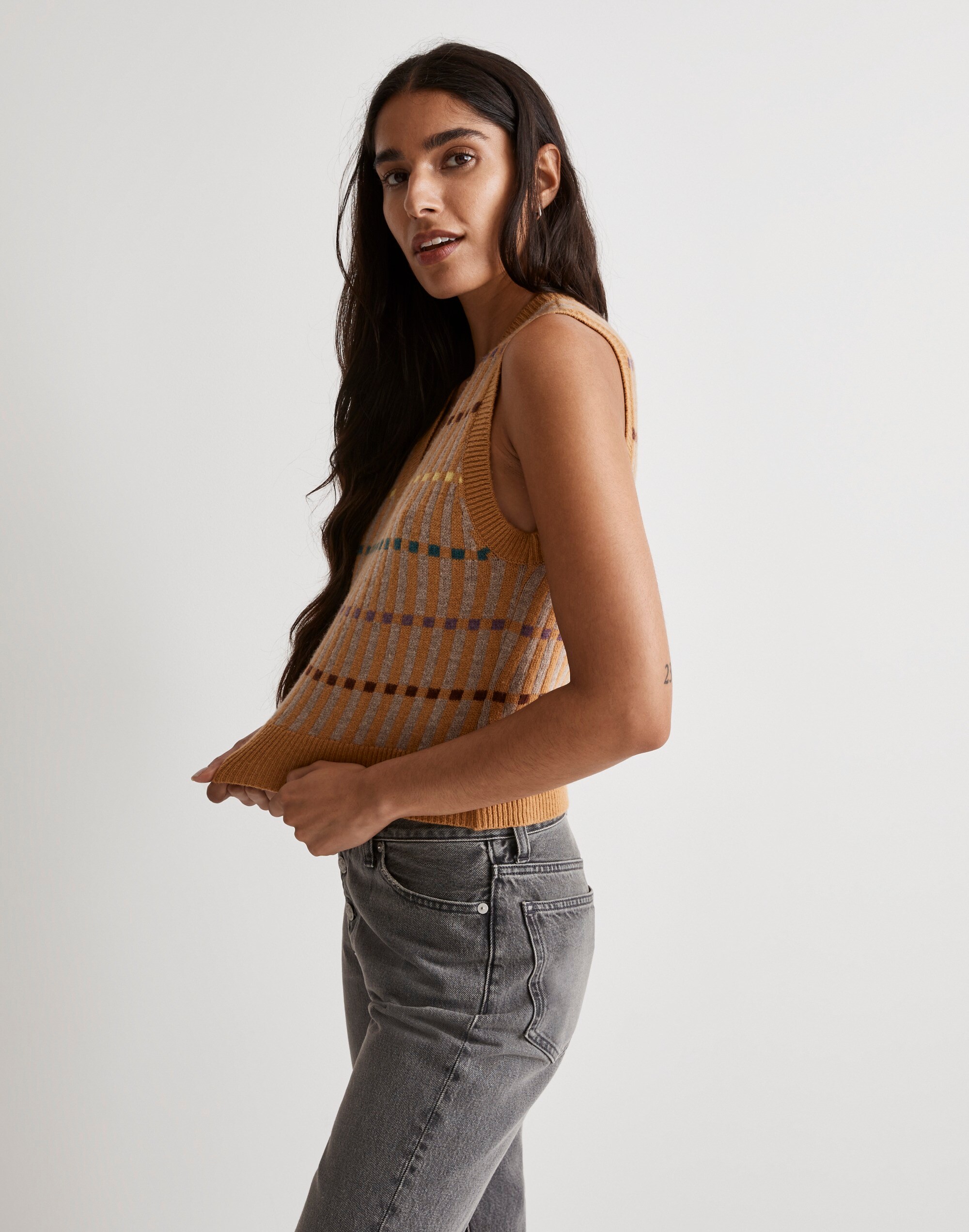 Jacquard V-Neck Sweater Vest