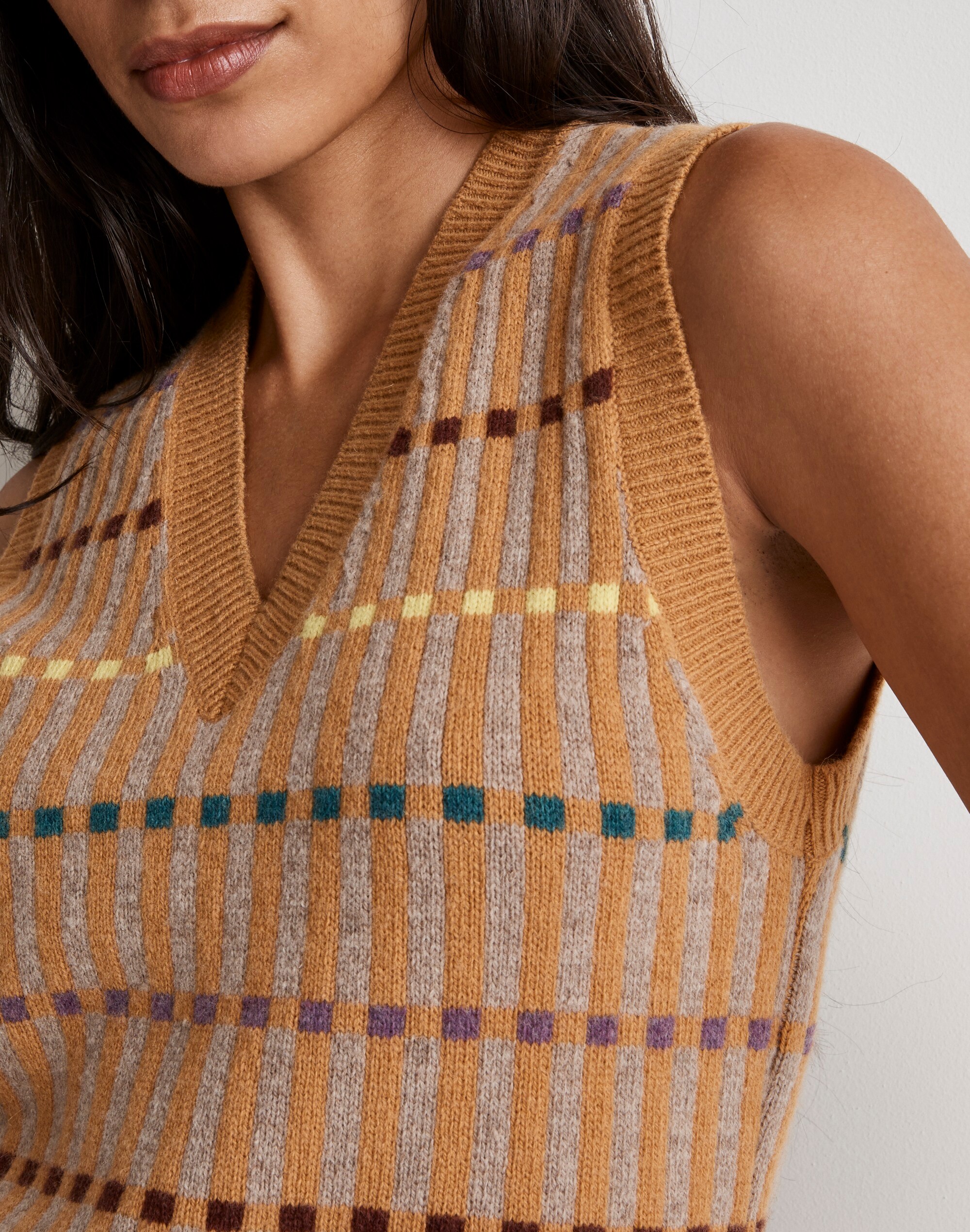 Jacquard V-Neck Sweater Vest