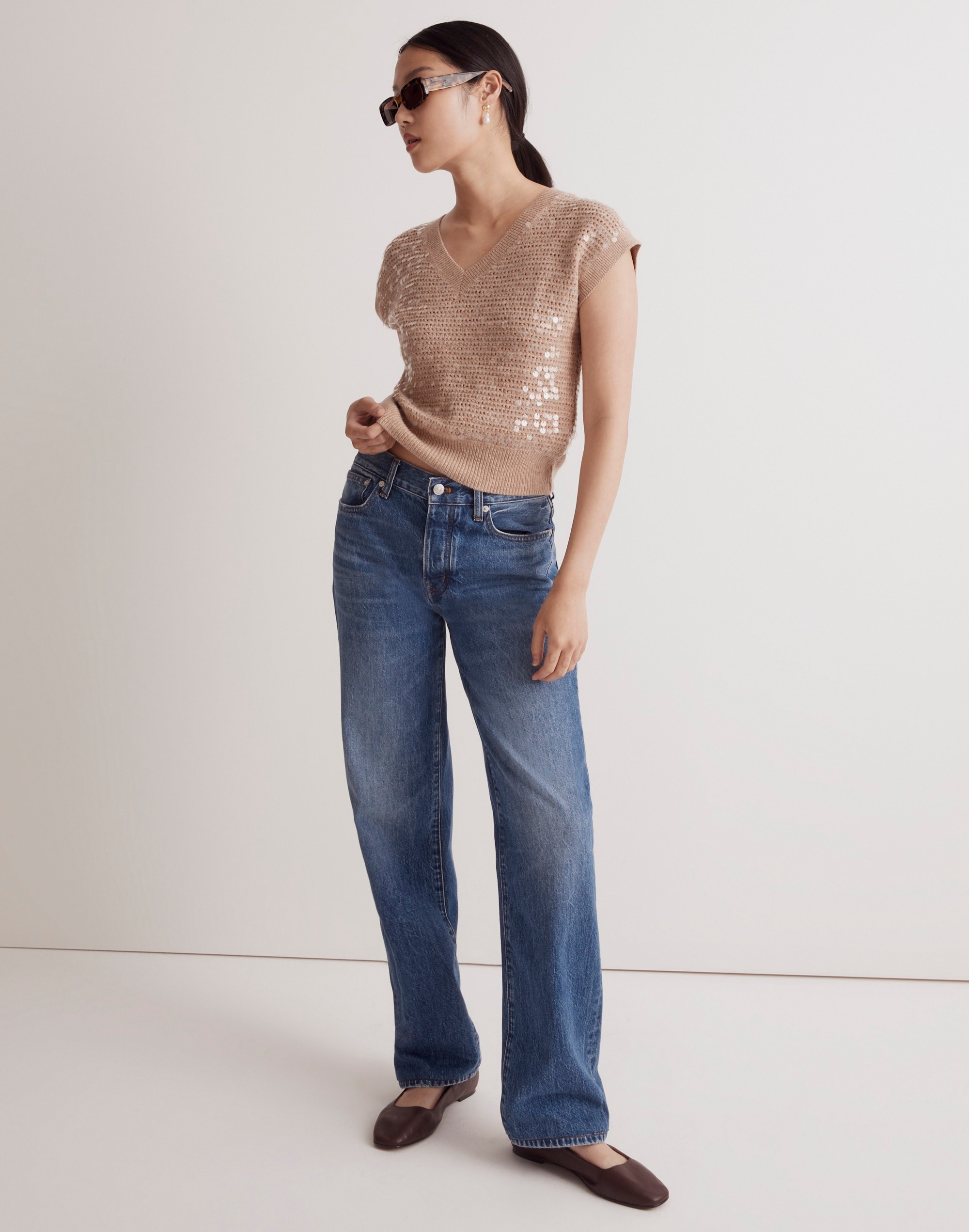 Sequin-Embellished Sweater Vest