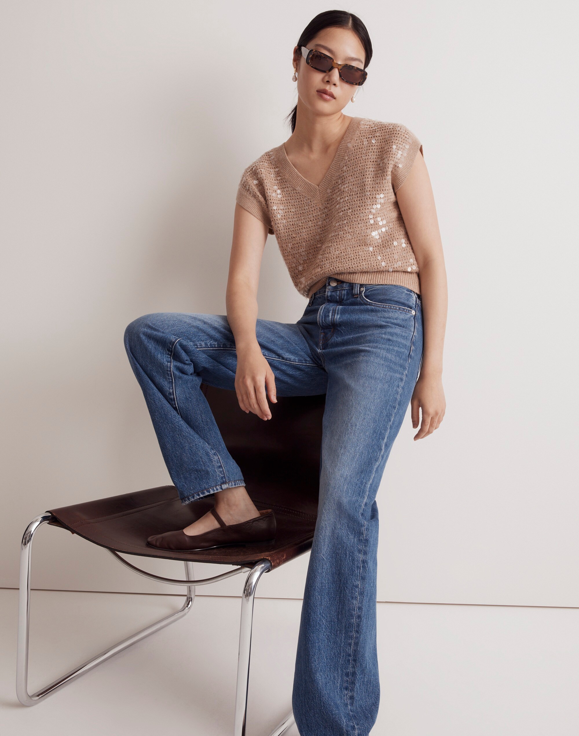 Sequin-Embellished Sweater Vest