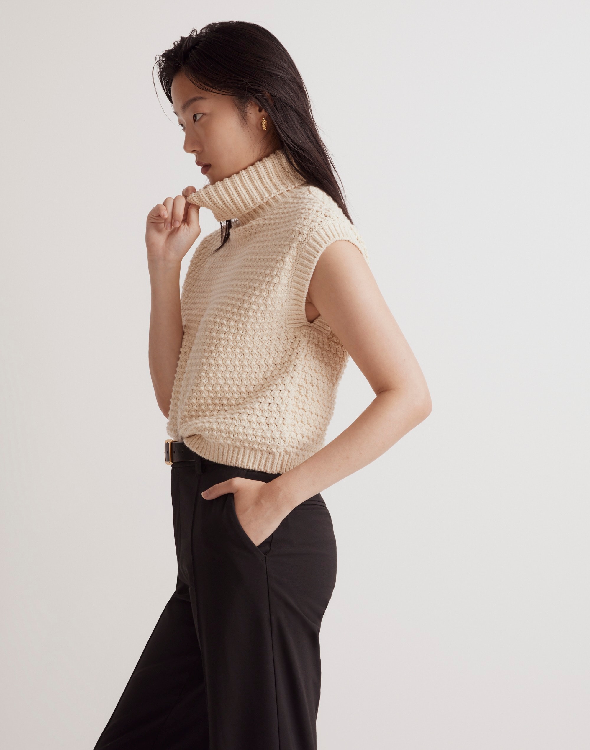 Textured Turtleneck Sweater Vest