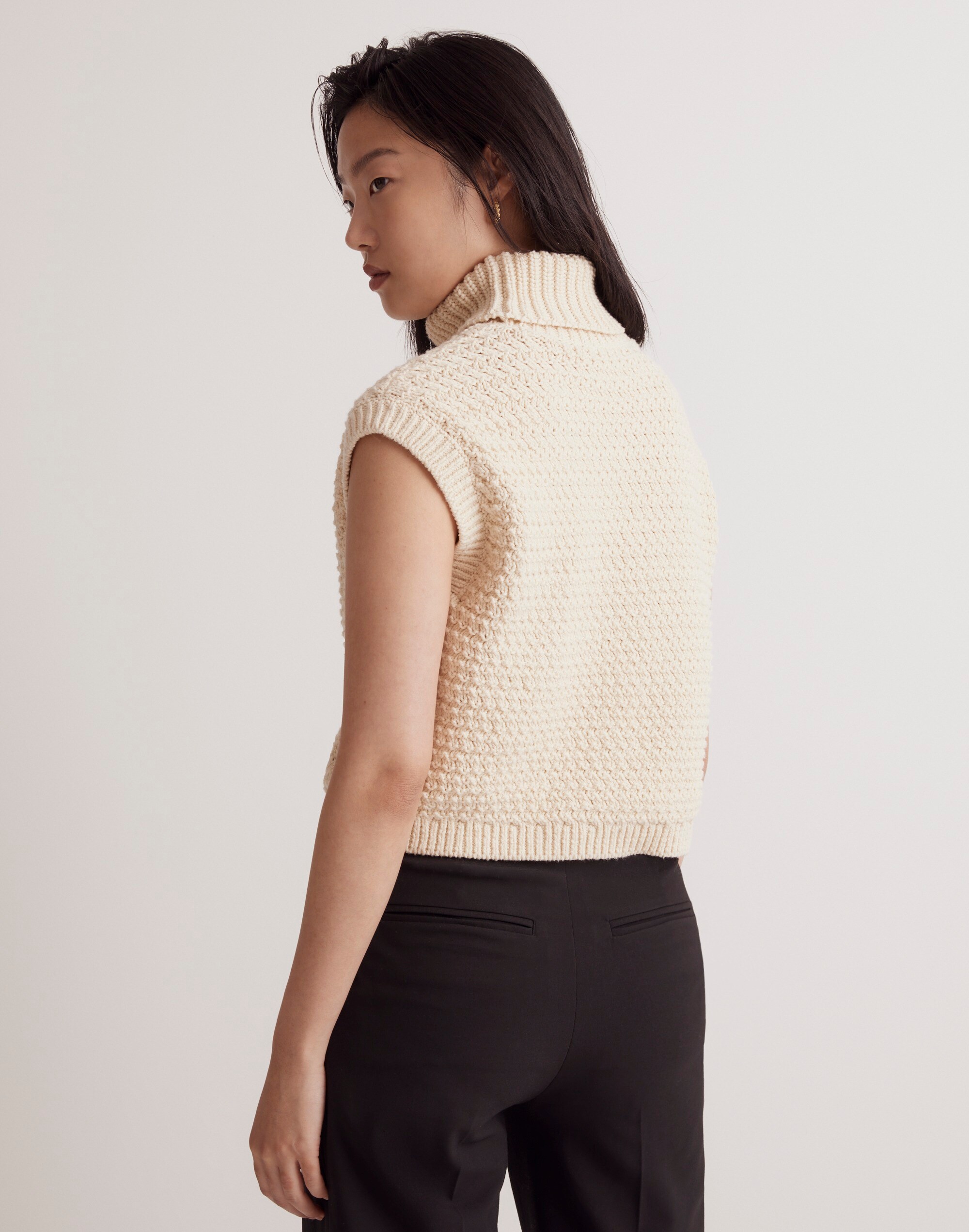 Side Slit Turtleneck Sweater Vest