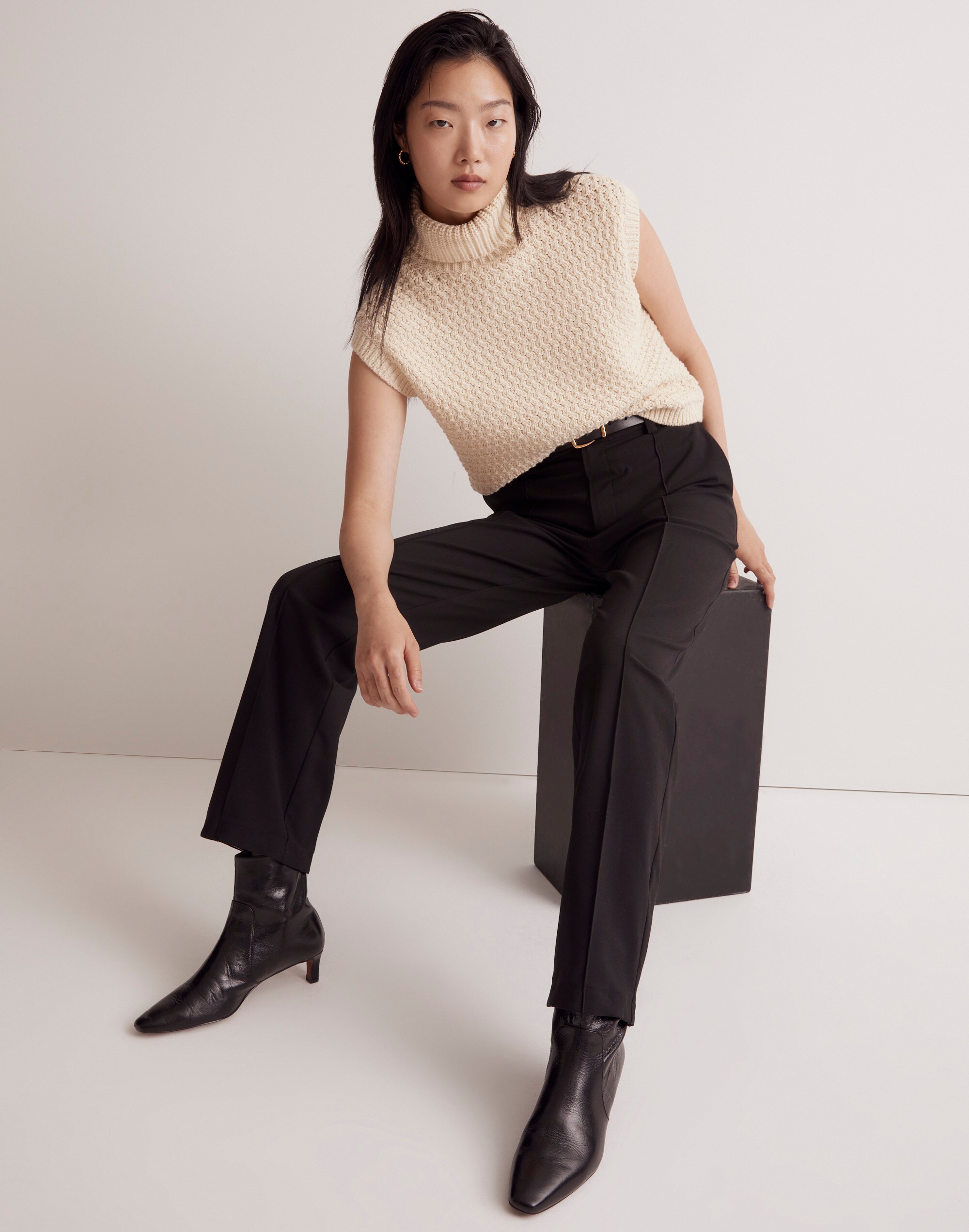 Textured Turtleneck Sweater Vest