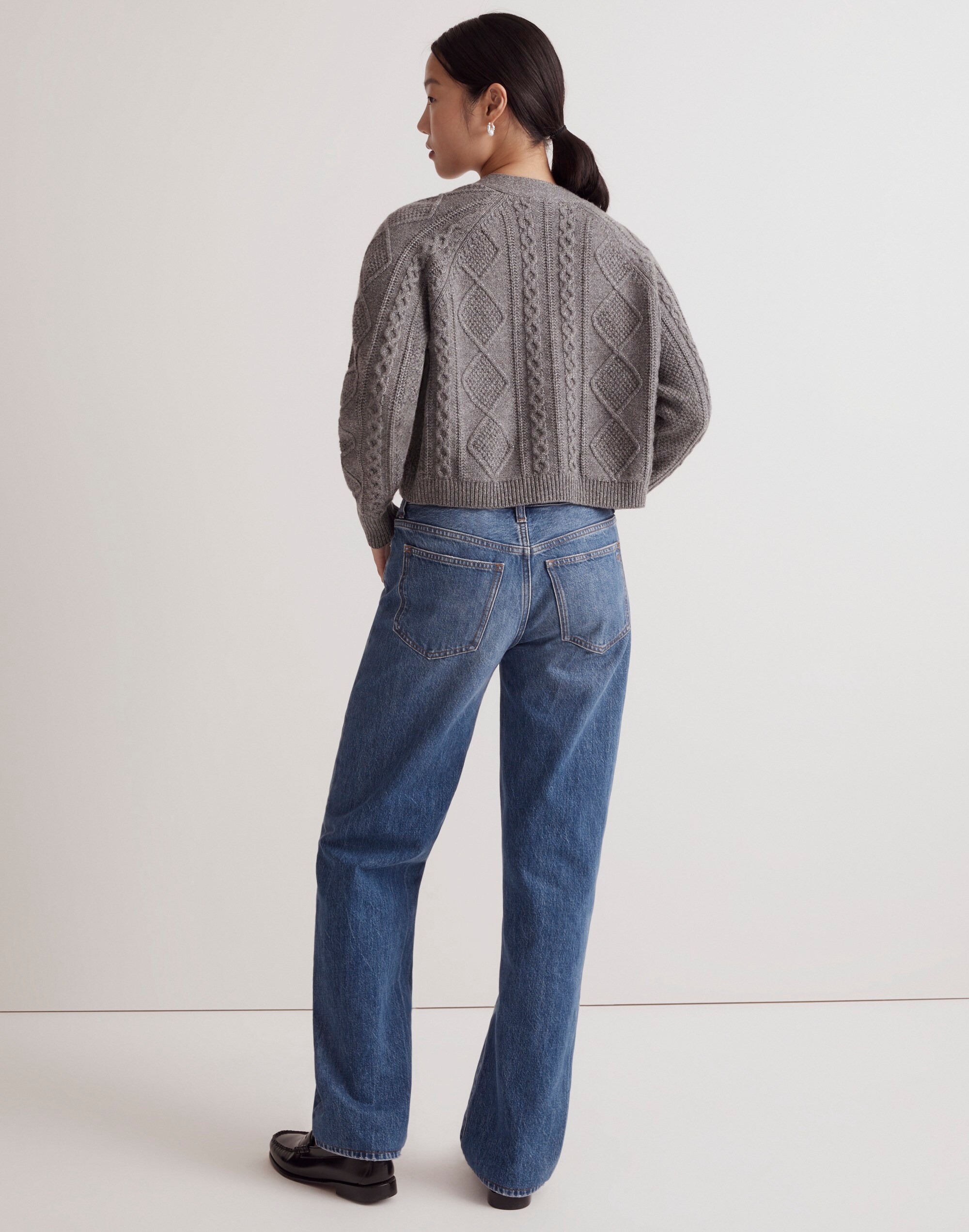 Cable-Knit Cropped Cardigan