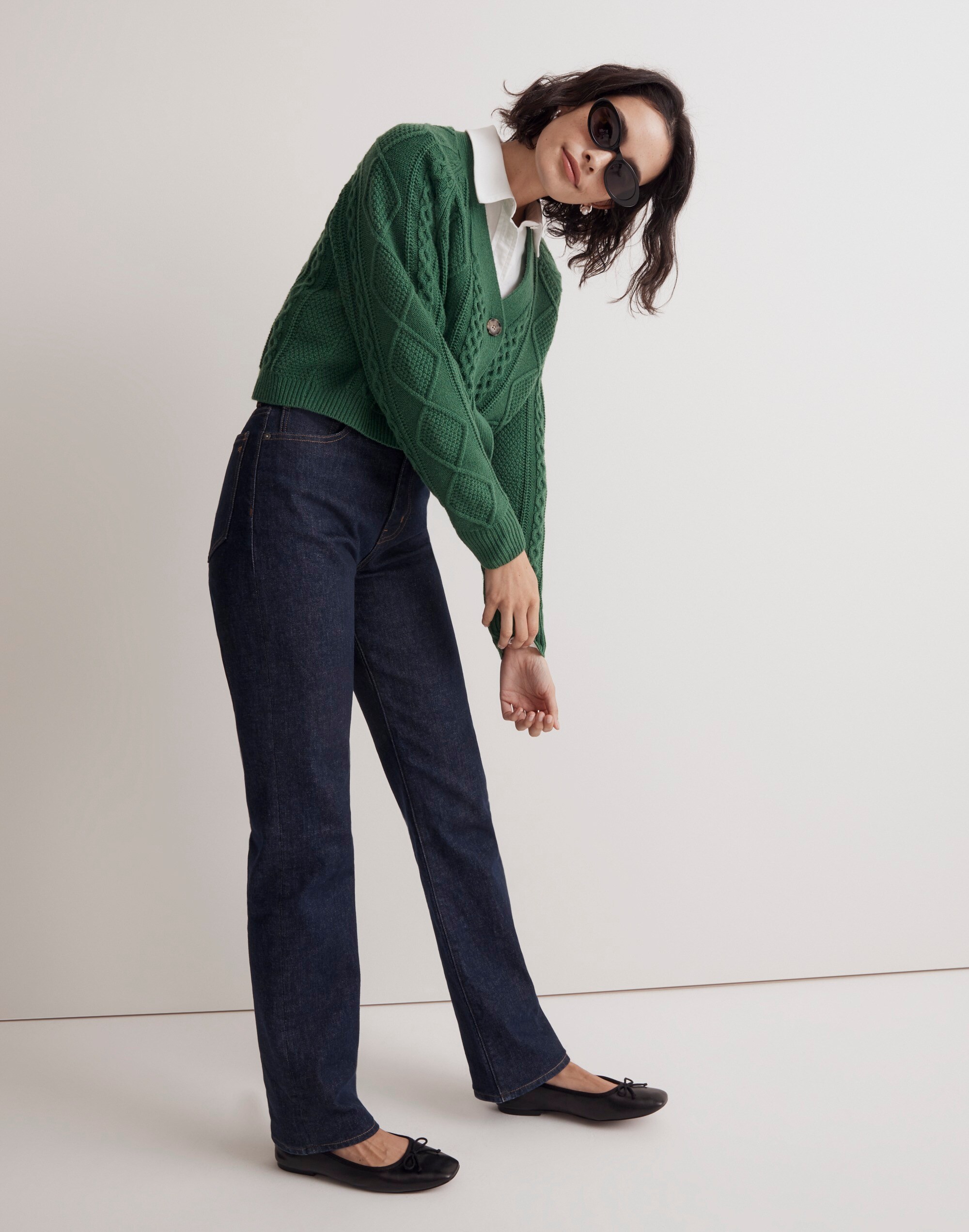 Cable-Knit Cropped Cardigan