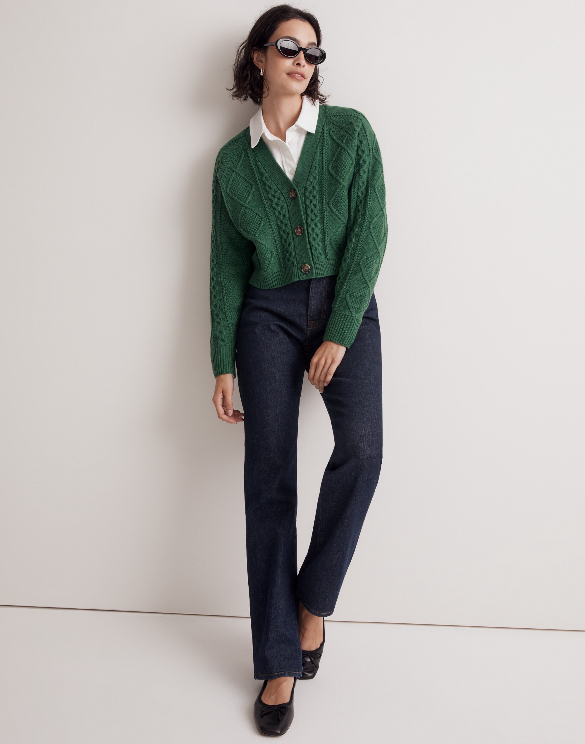 cable-knit crop cardigan