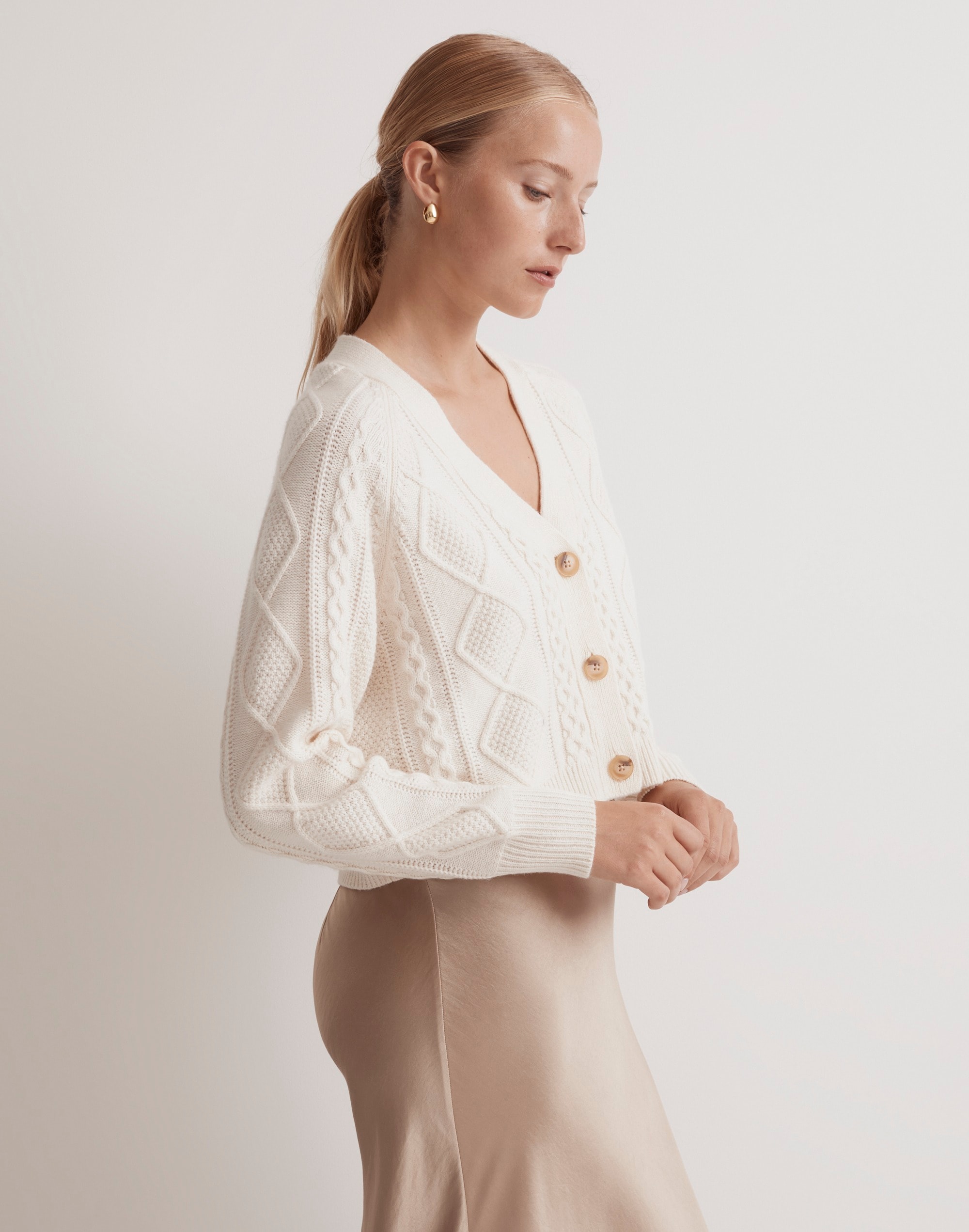 Cable-Knit Cropped Cardigan