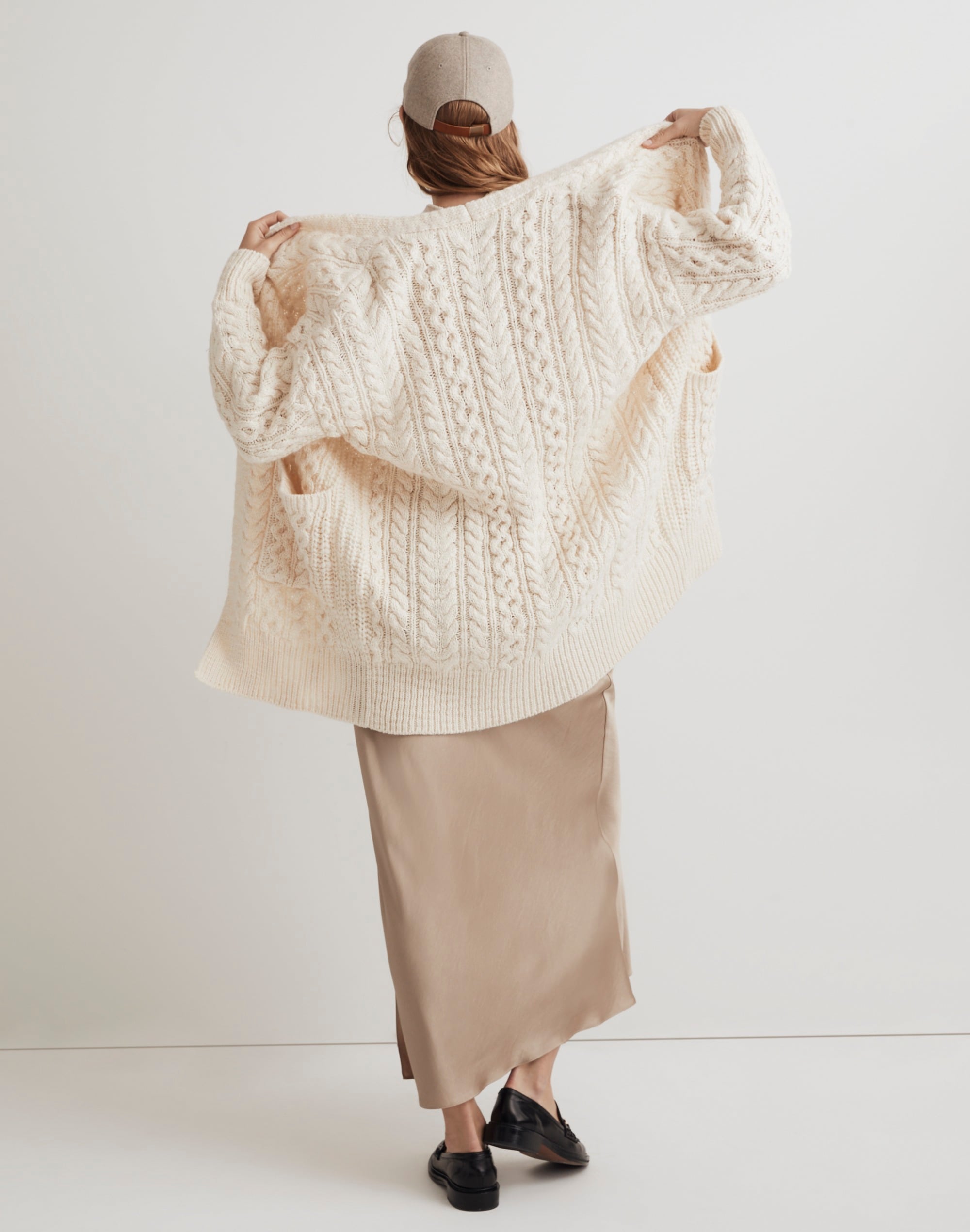 Cable-Knit Long Cardigan