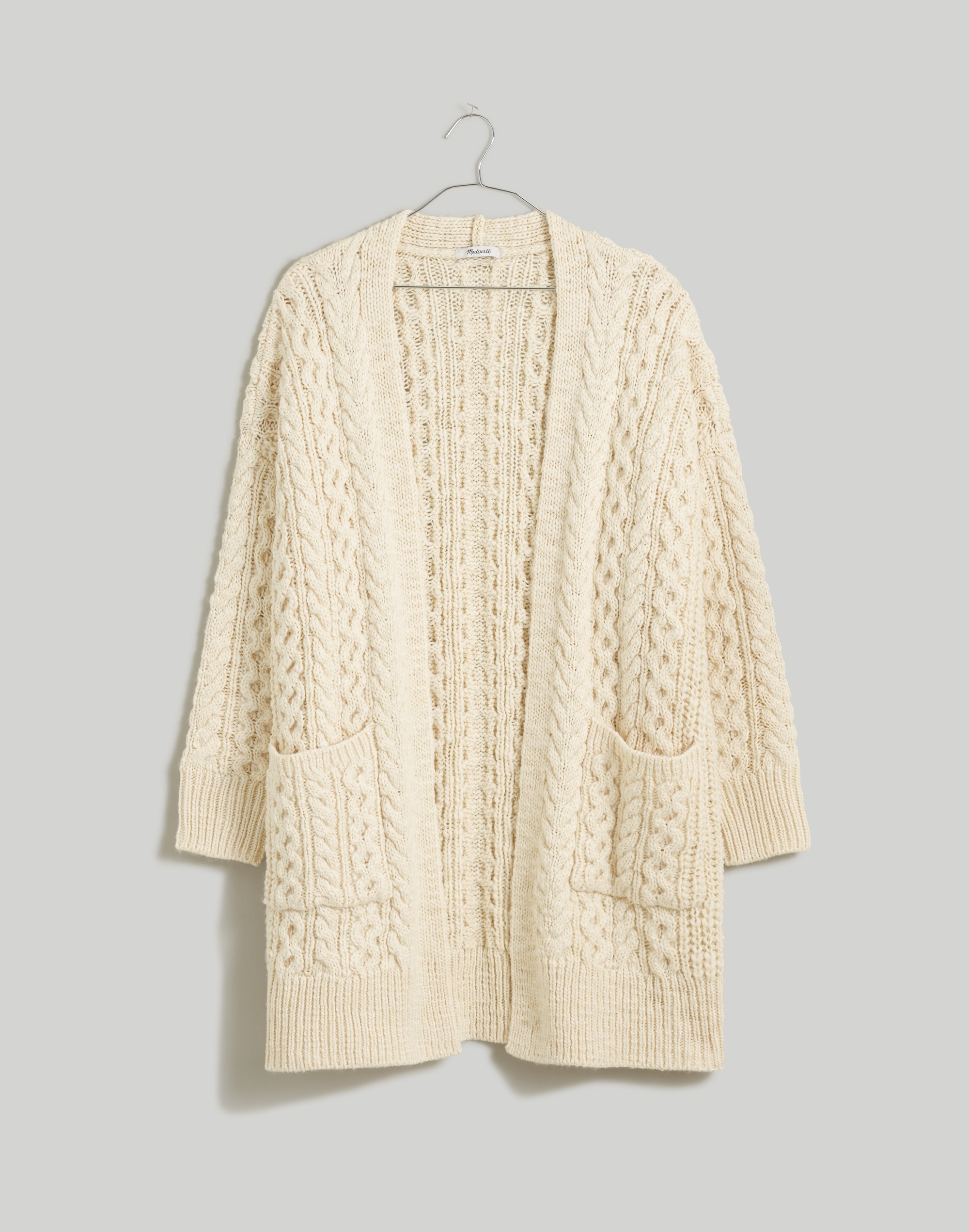 Cable-Knit Long Cardigan