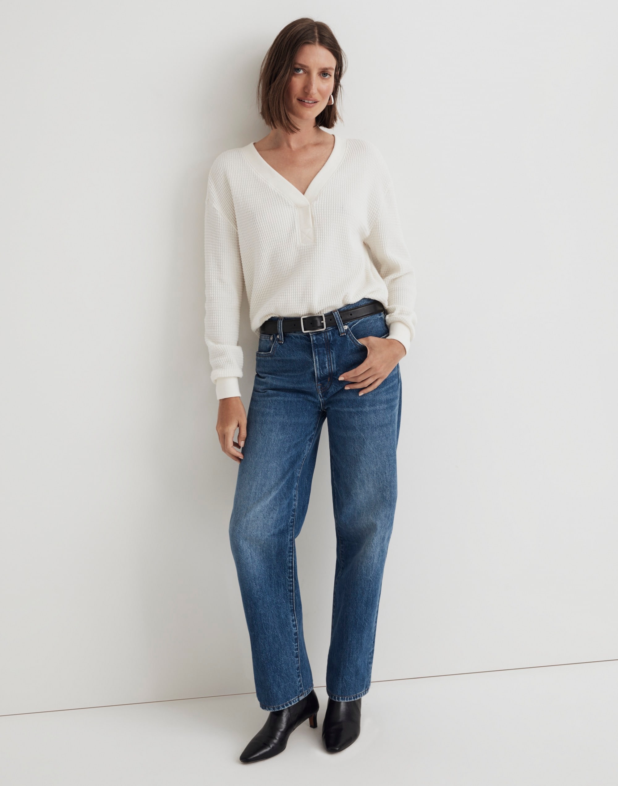 Brushed Waffle V-Neck Tee