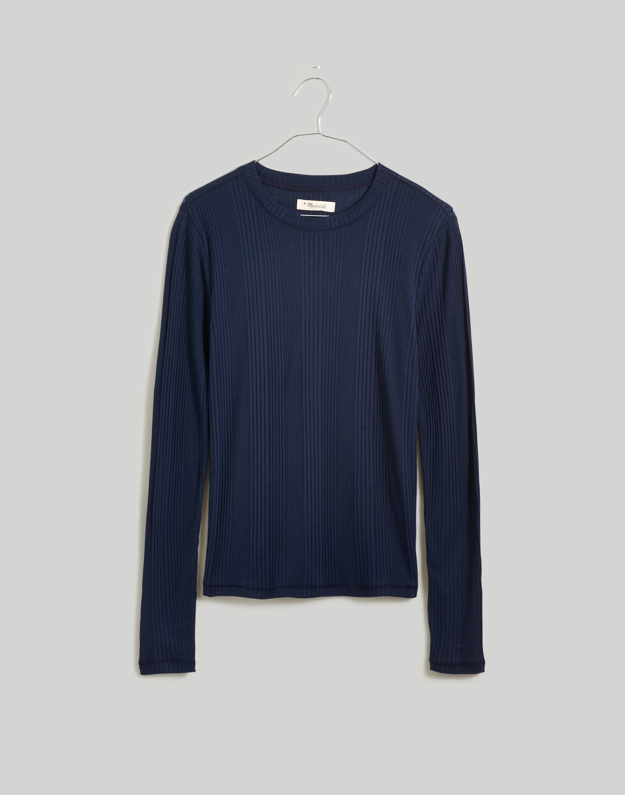 Variegated Ribbed Crewneck Long-Sleeve Tee