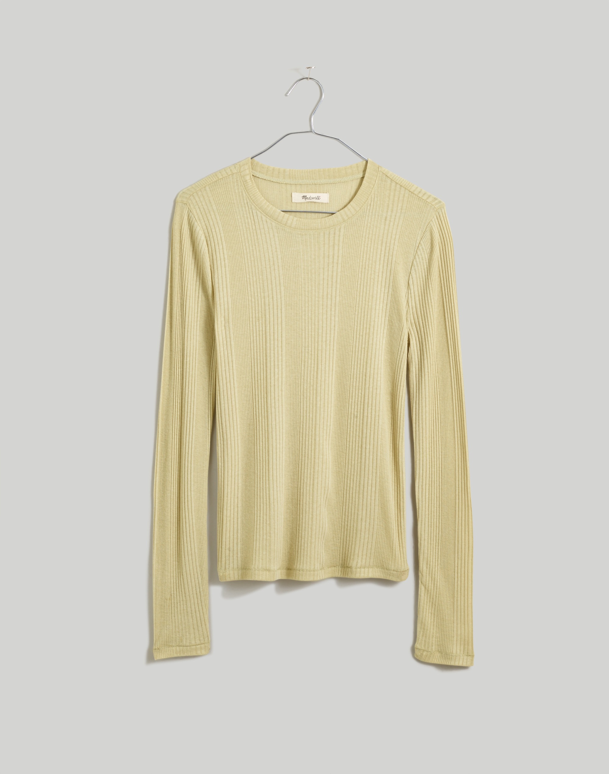 Variegated Ribbed Crewneck Long-Sleeve Tee