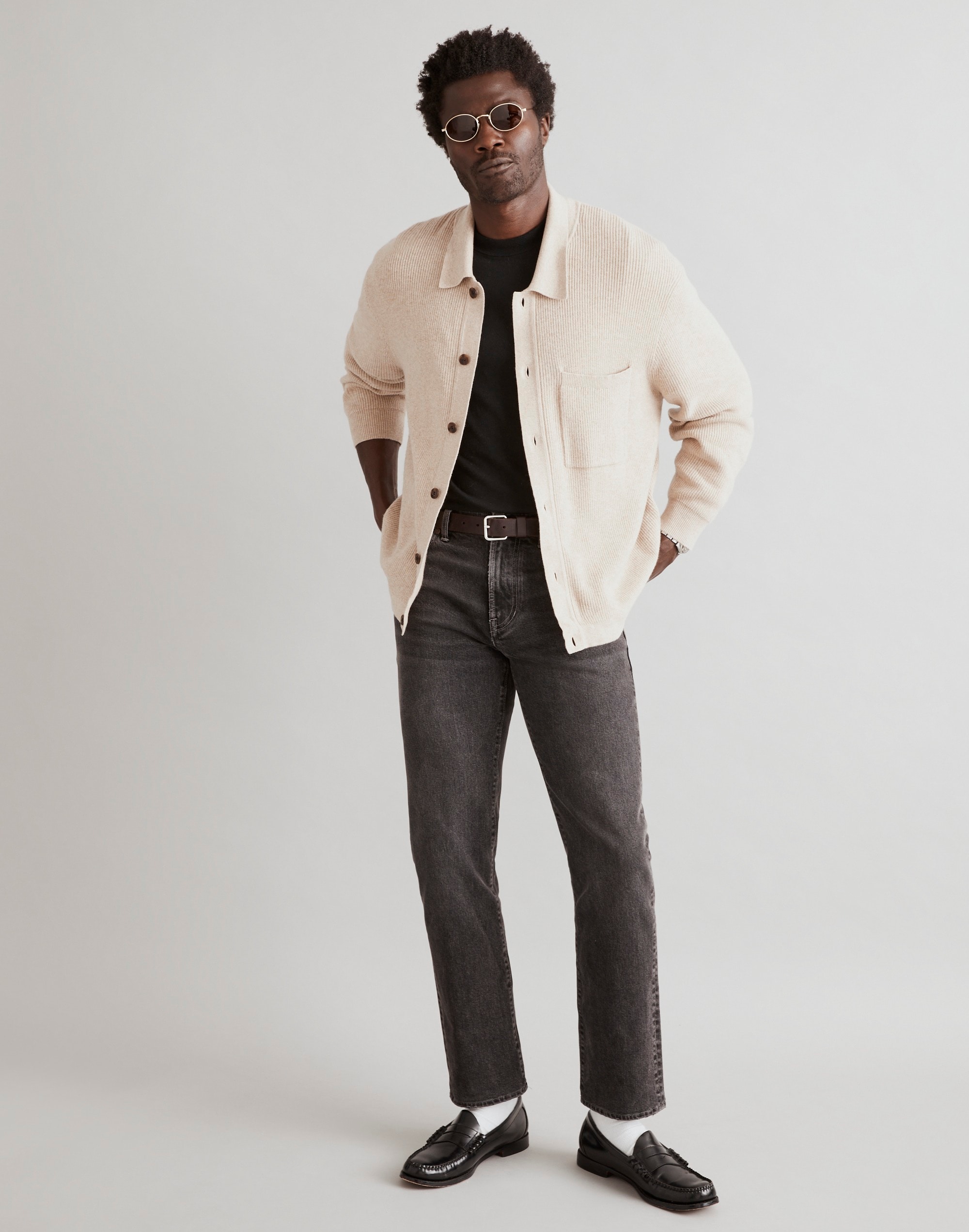 Button-Up Long-Sleeve Sweater Shirt