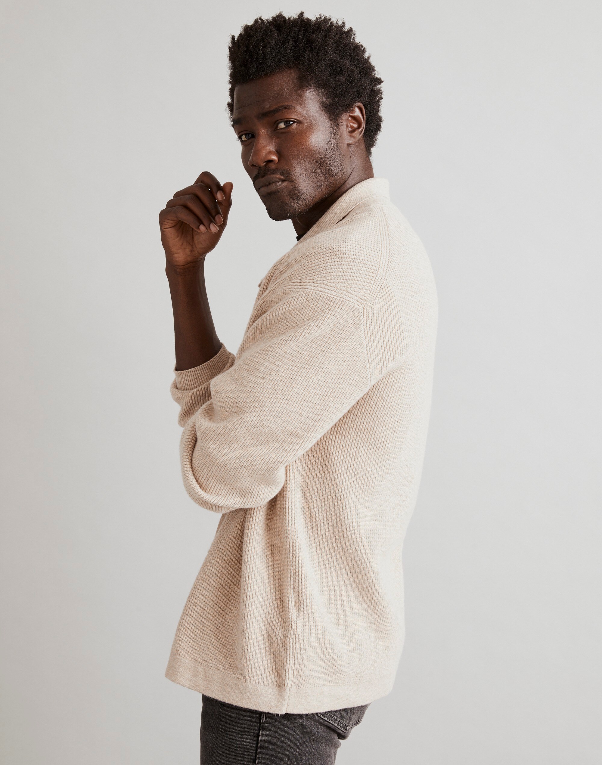 Button-Up Long-Sleeve Sweater Shirt