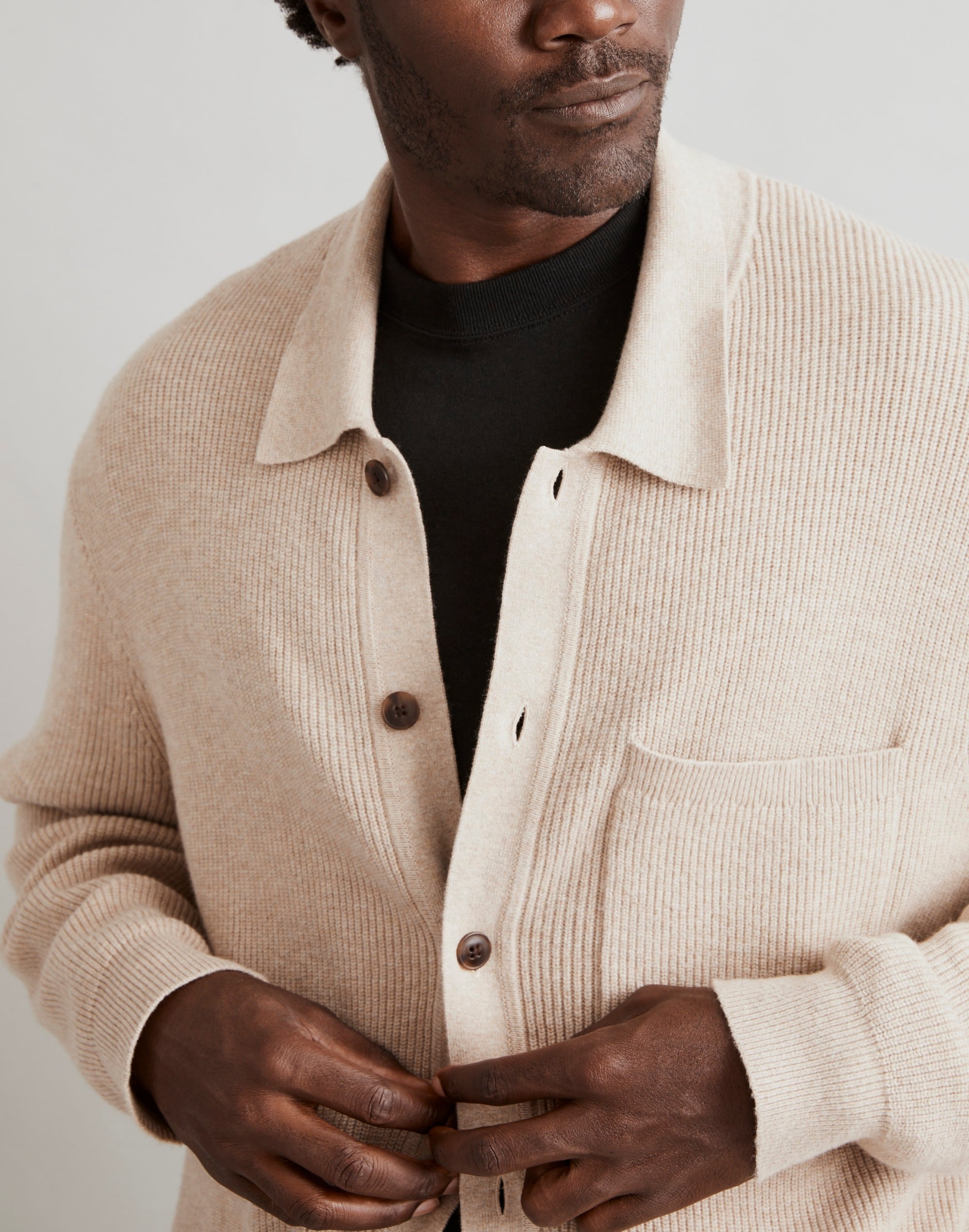 Button-Up Long-Sleeve Sweater Shirt