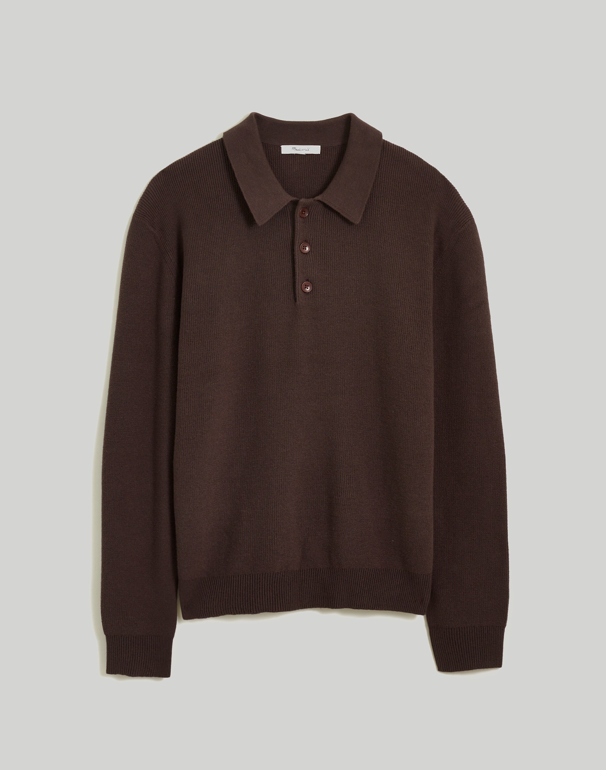 Ribbed Long-Sleeve Sweater Polo