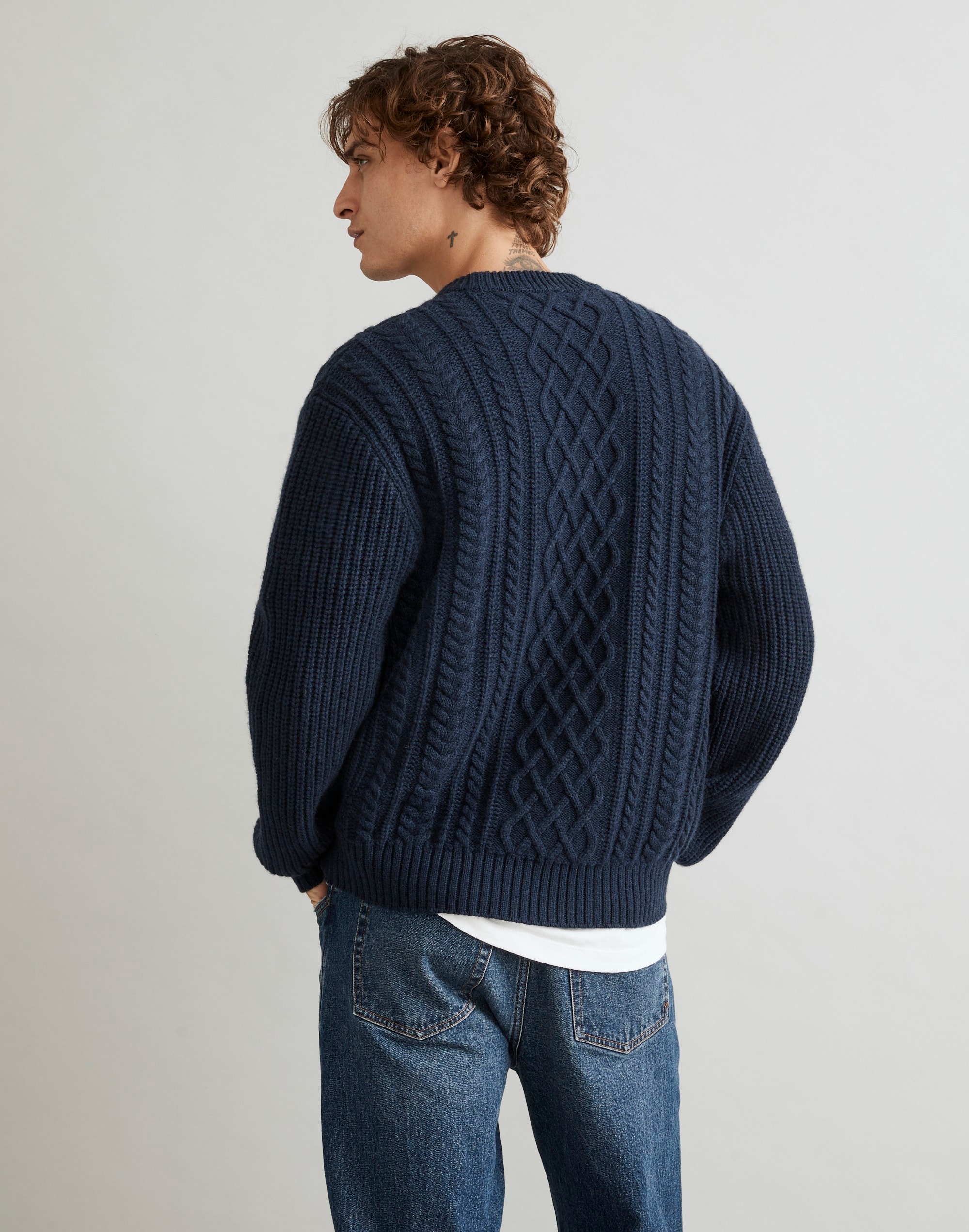 Cabled Crewneck Sweater