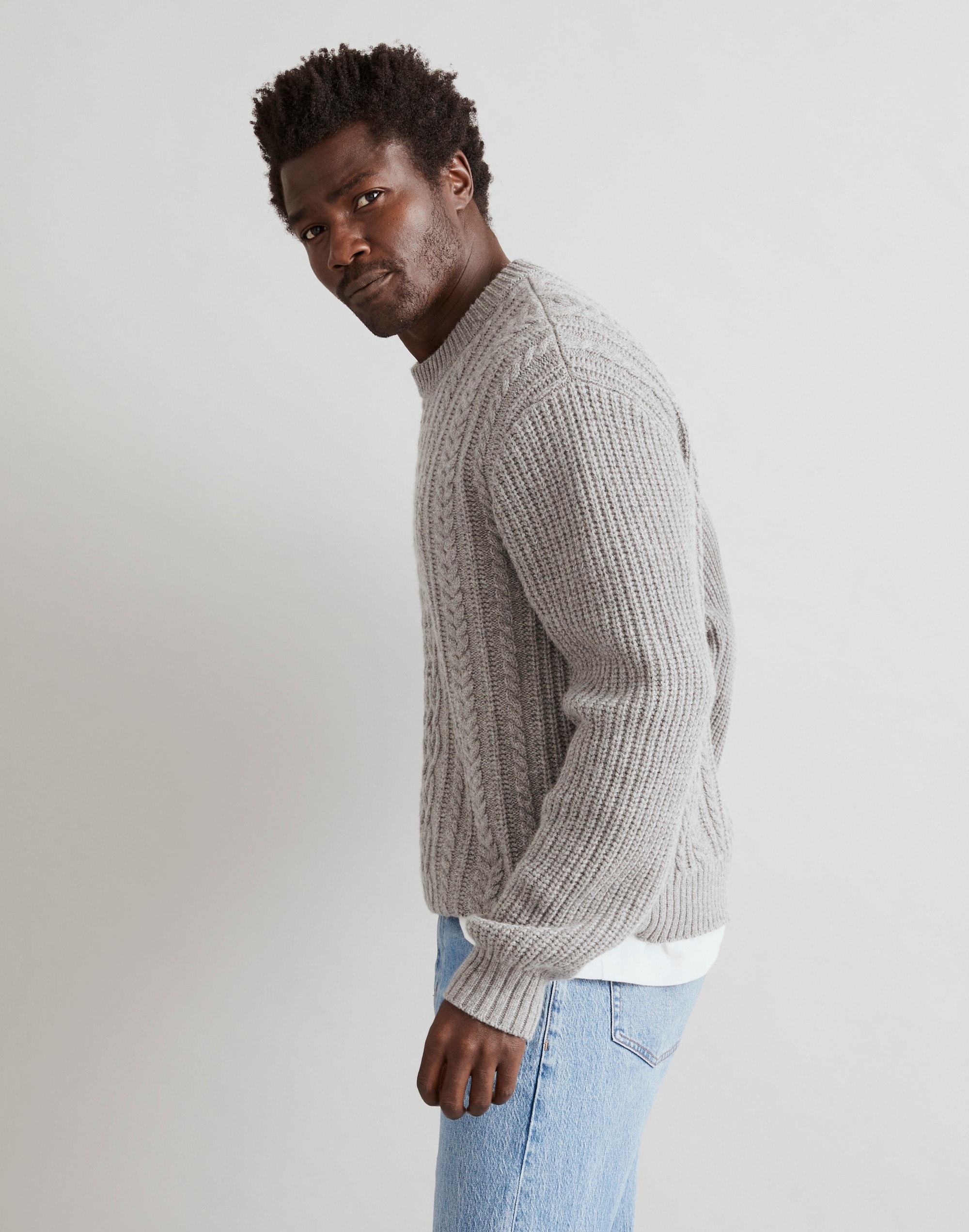 Cabled Crewneck Sweater