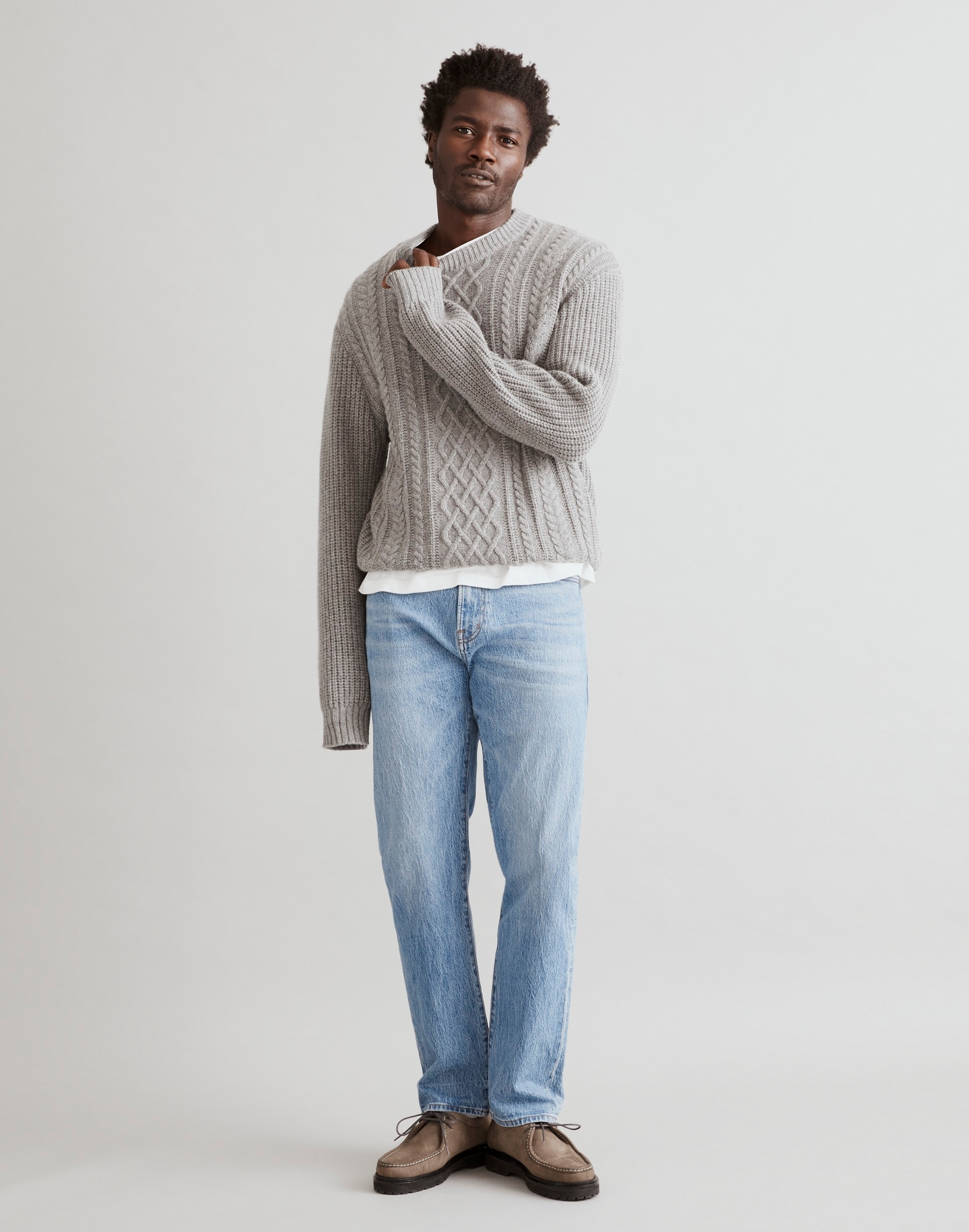 Cabled Crewneck Sweater