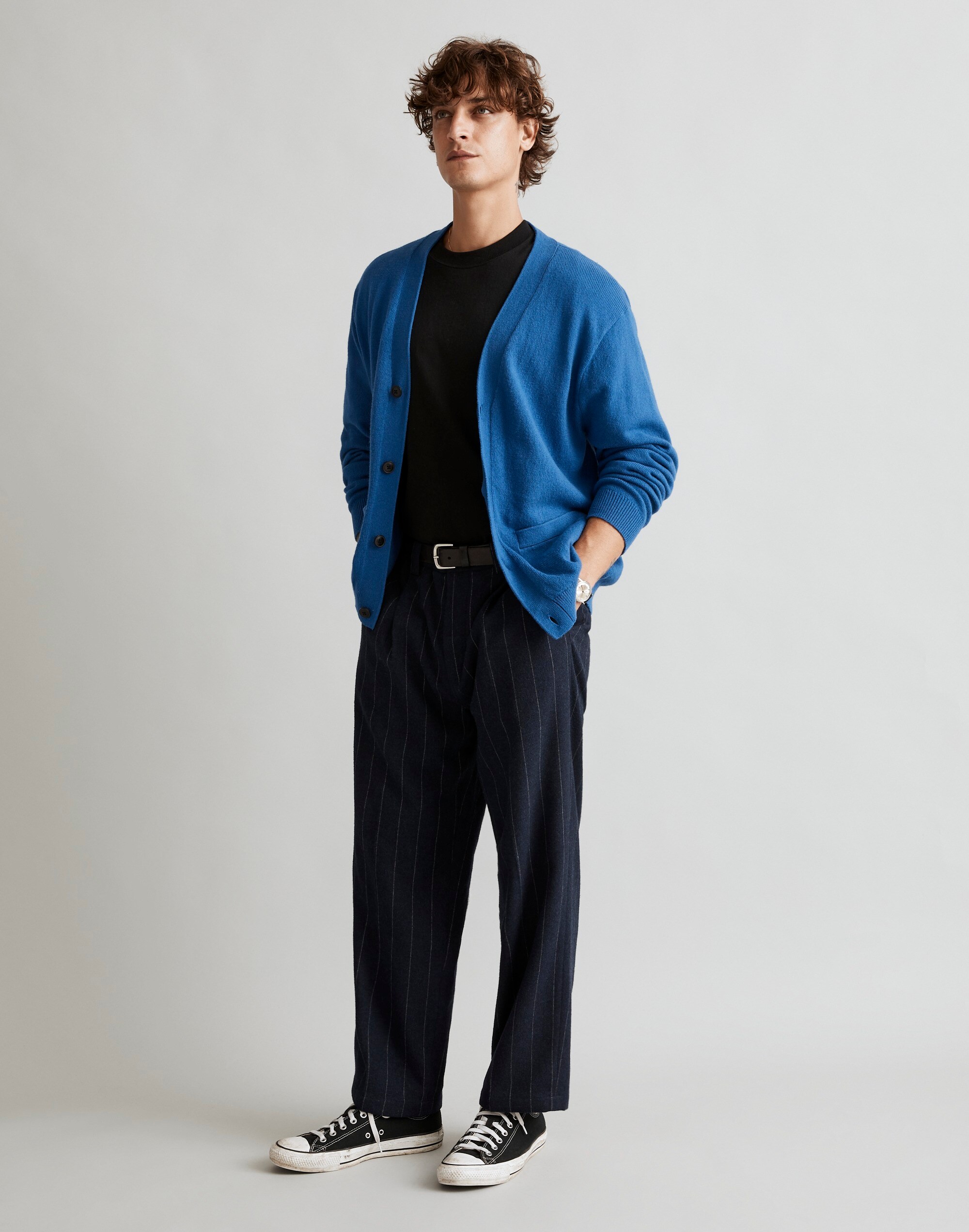 Cotton-Merino Wool Blend Cardigan Sweater