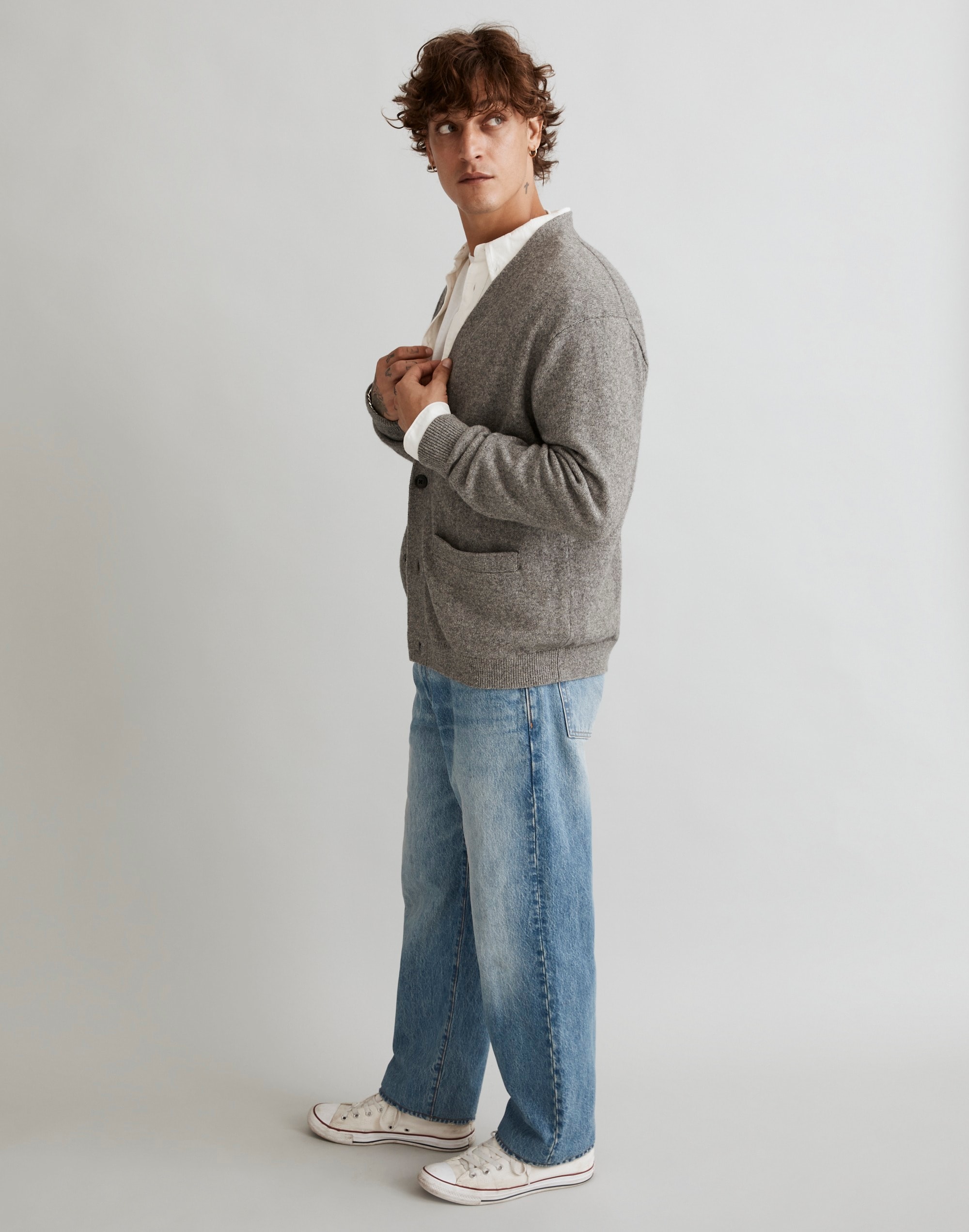 Cotton-Merino Wool Blend Cardigan Sweater