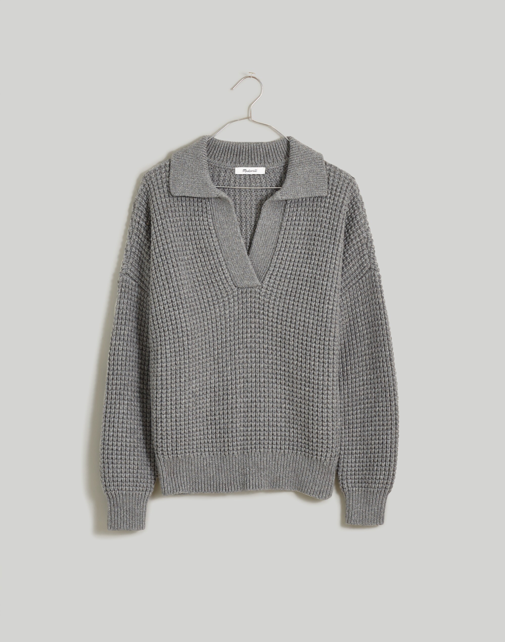 Waffle-Knit Henley Sweater