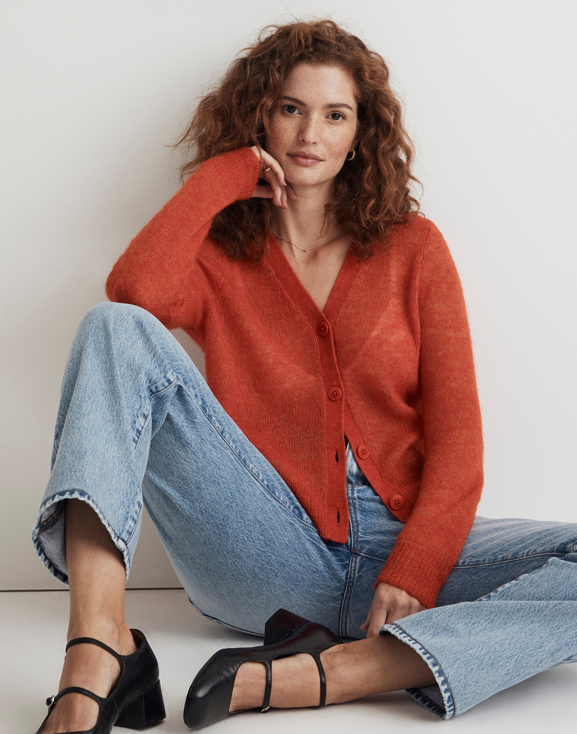 Alpaca-Blend V-Neck Cardigan