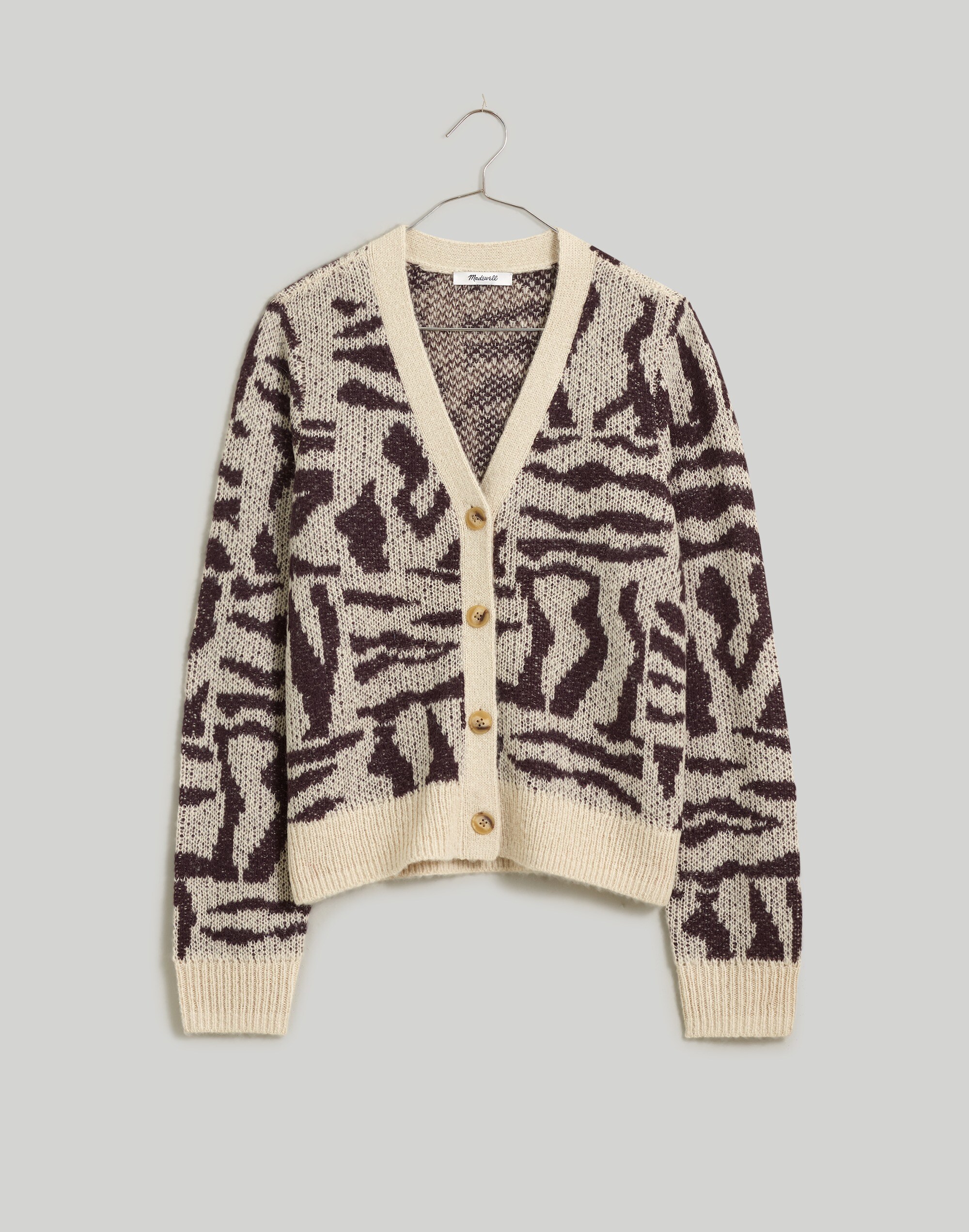 V-Neck Cardigan in Abstract Animal